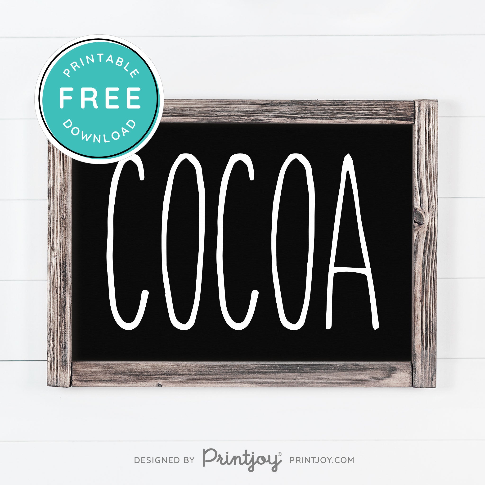 Free Printable Cocoa Farmhouse Christmas Winter Wall Art Decor Download - Printjoy