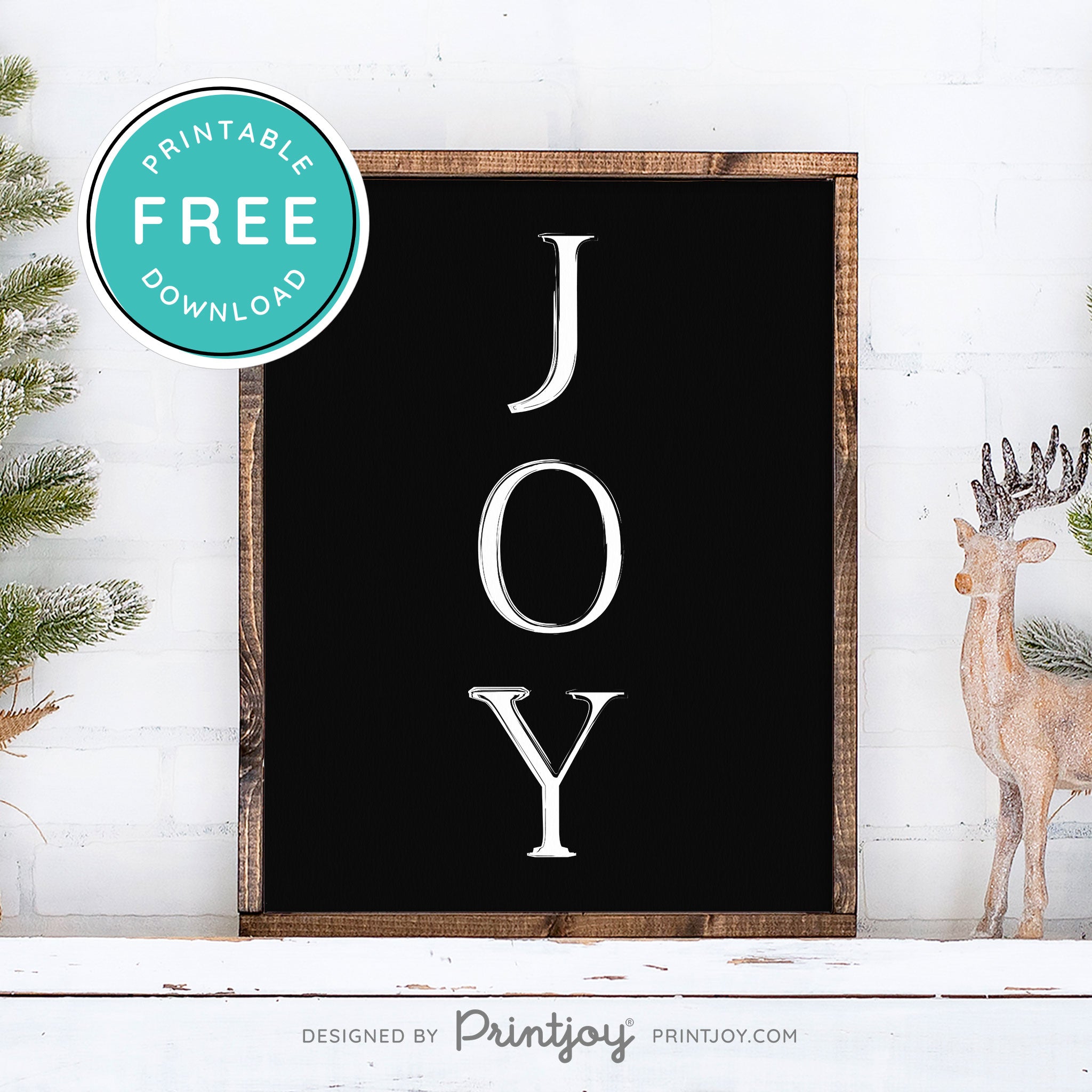 Free Printable Joy Farmhouse Christmas Winter Wall Art Decor Download - Printjoy