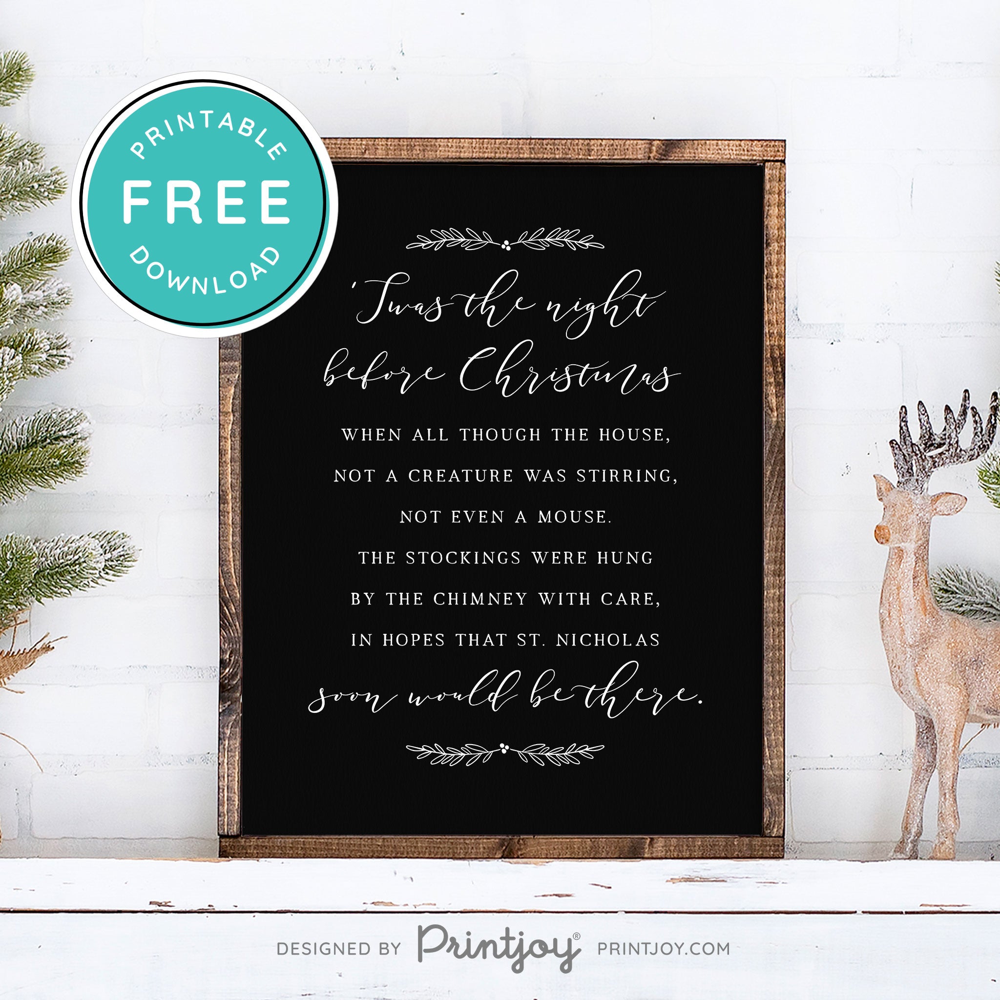 Free Printable Twas The Night Before Christmas Winter Wall Art Decor Download - Printjoy