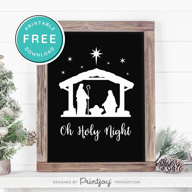 Free Printable Oh Holy Night Nativity Scene Christmas Wall Art Decor Download - Printjoy