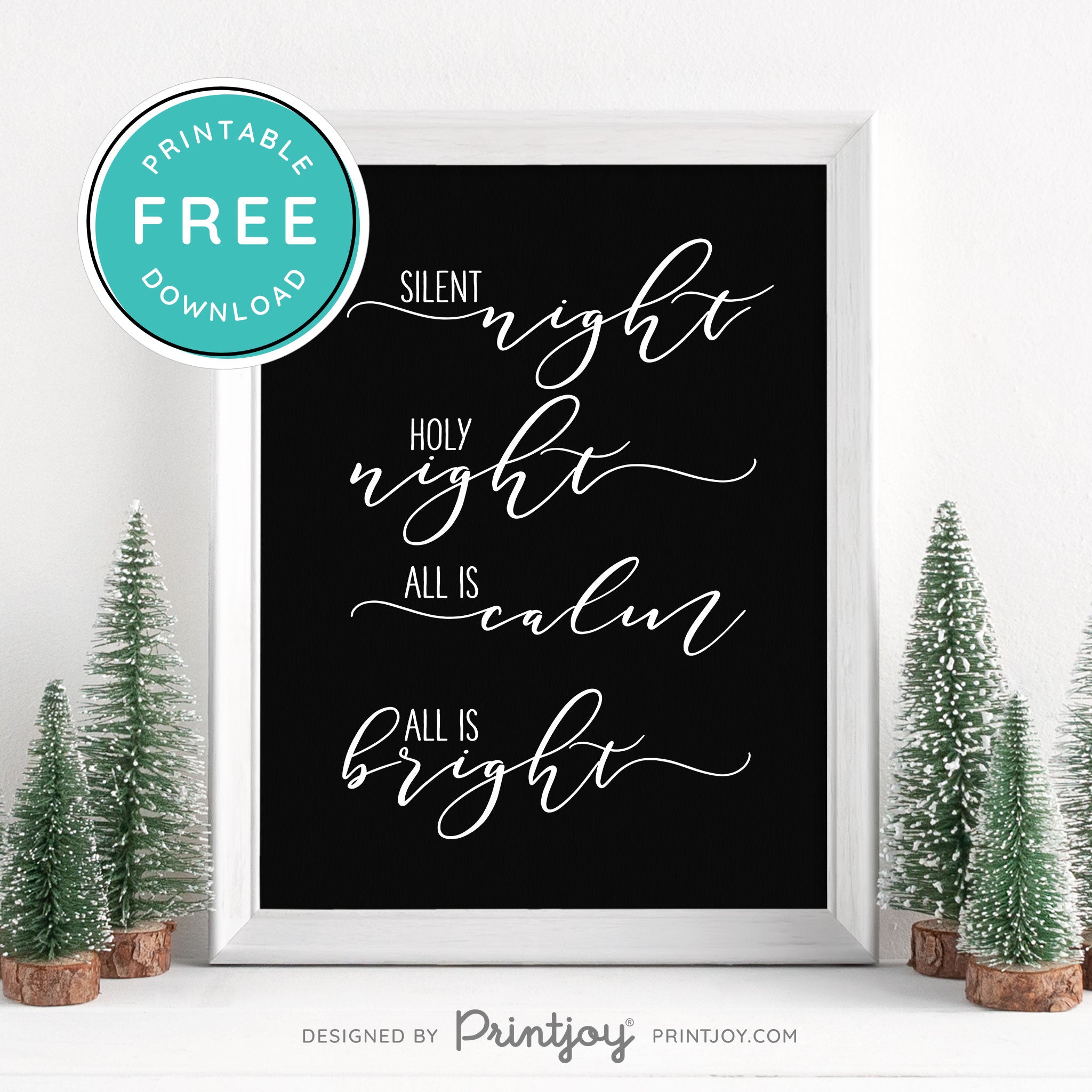 Free Printable Silent Night Holy Night Christmas Wall Art Decor Download - Printjoy