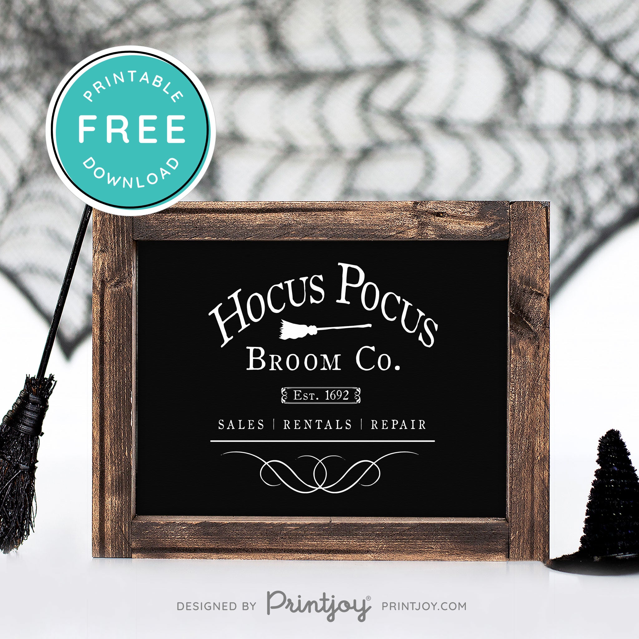 Free Printable Hocus Pocus Broom Co Halloween Wall Art Decor Download - Printjoy