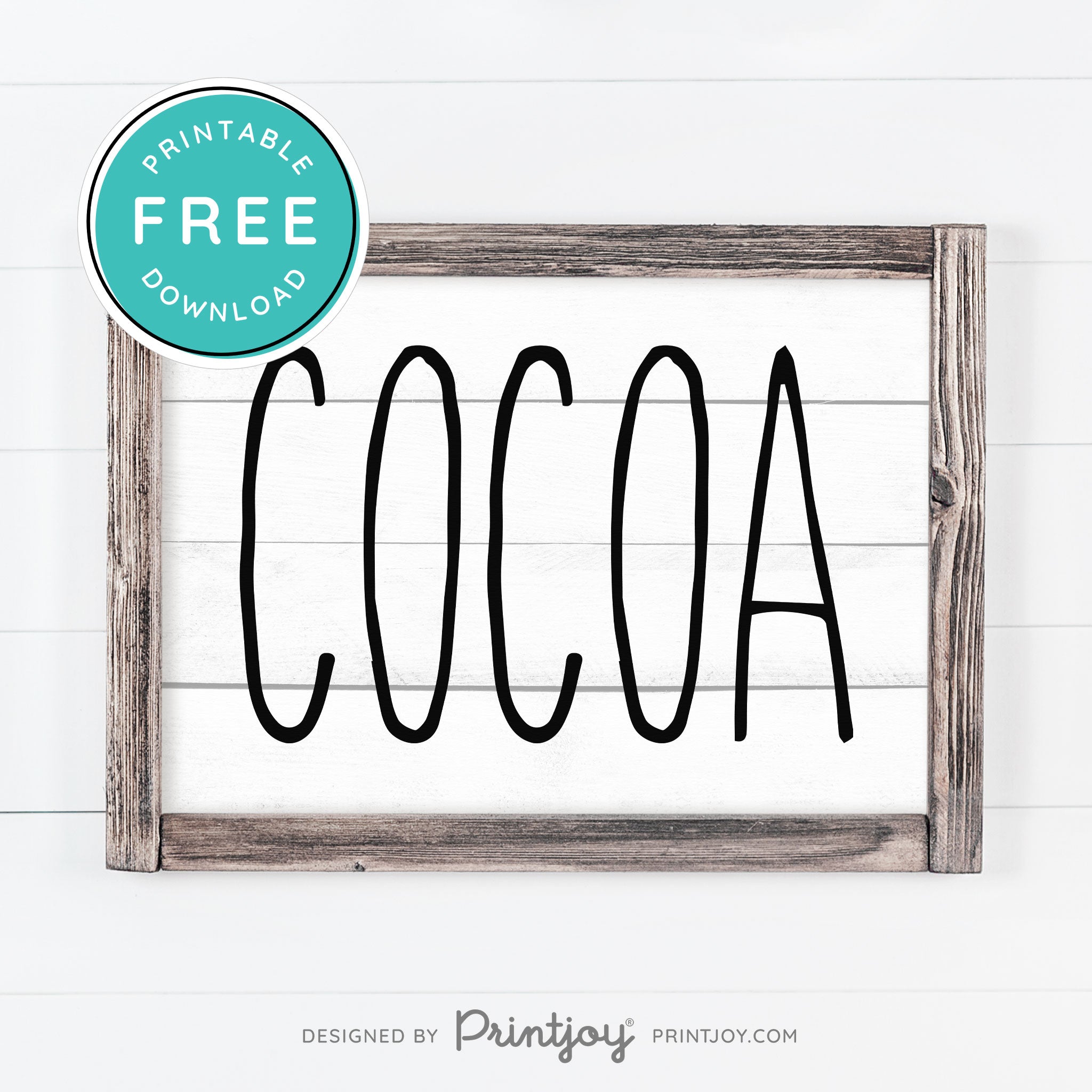 Free Printable Cocoa Farmhouse Christmas Winter Wall Art Decor Download - Printjoy