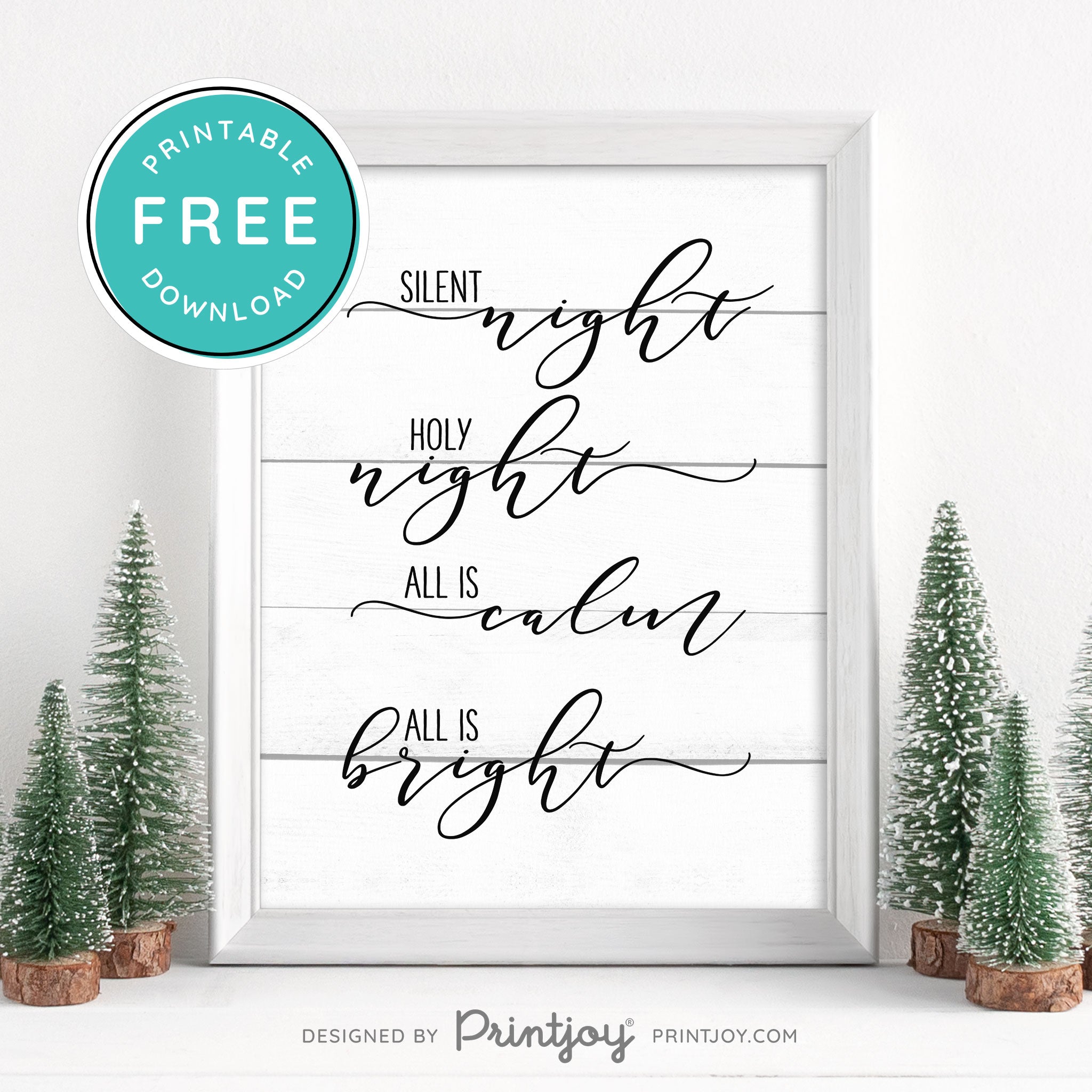 Free Printable Silent Night Holy Night Christmas Wall Art Decor Download - Printjoy