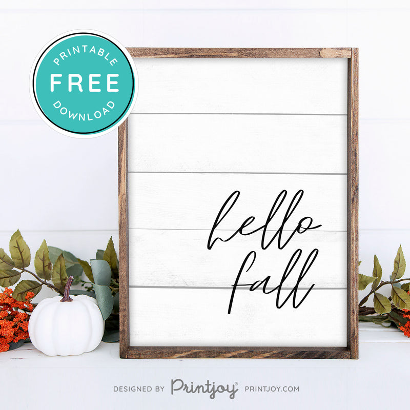 Free Printable Hello Fall Modern Farmhouse Wall Art Decor Download - Printjoy