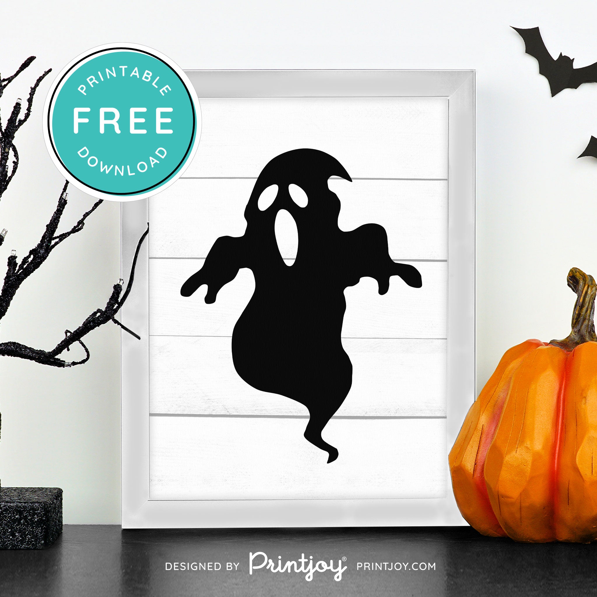 Free Printable Spooky Ghost Halloween Wall Art Decor Download - Printjoy