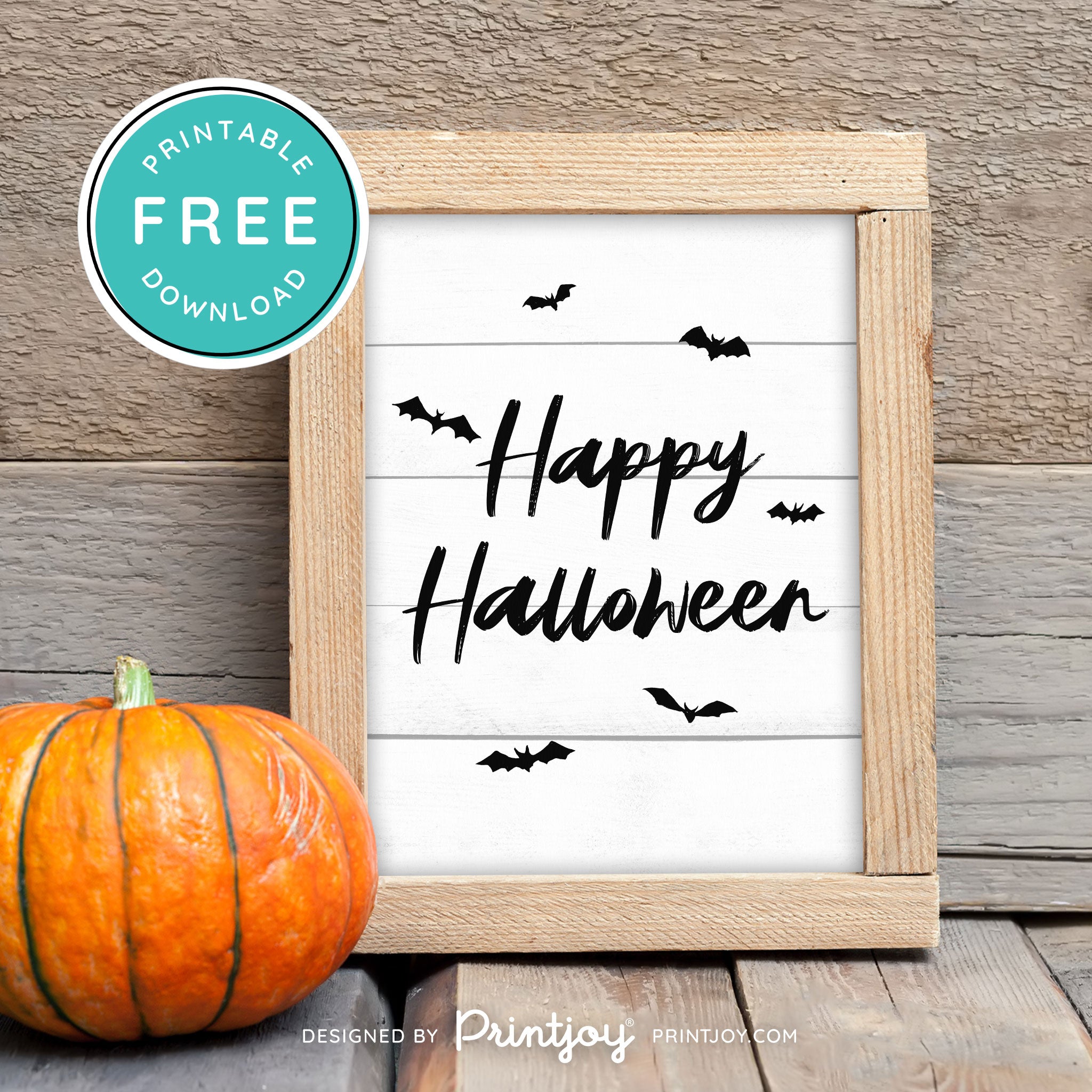 Free Printable Happy Halloween Bats Wall Art Decor Download - Printjoy