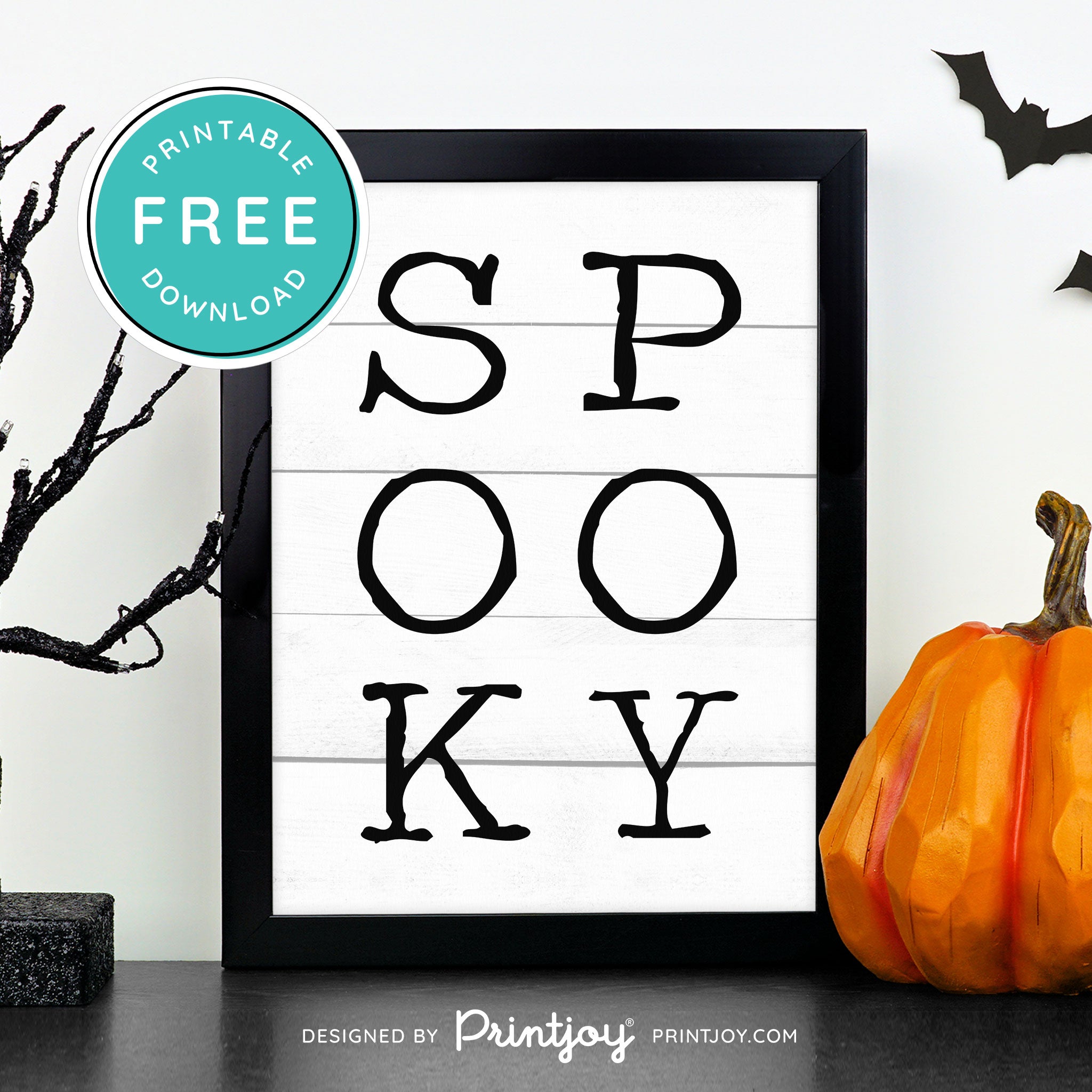 Free Printable Spooky Modern Halloween Wall Art Decor Download - Printjoy