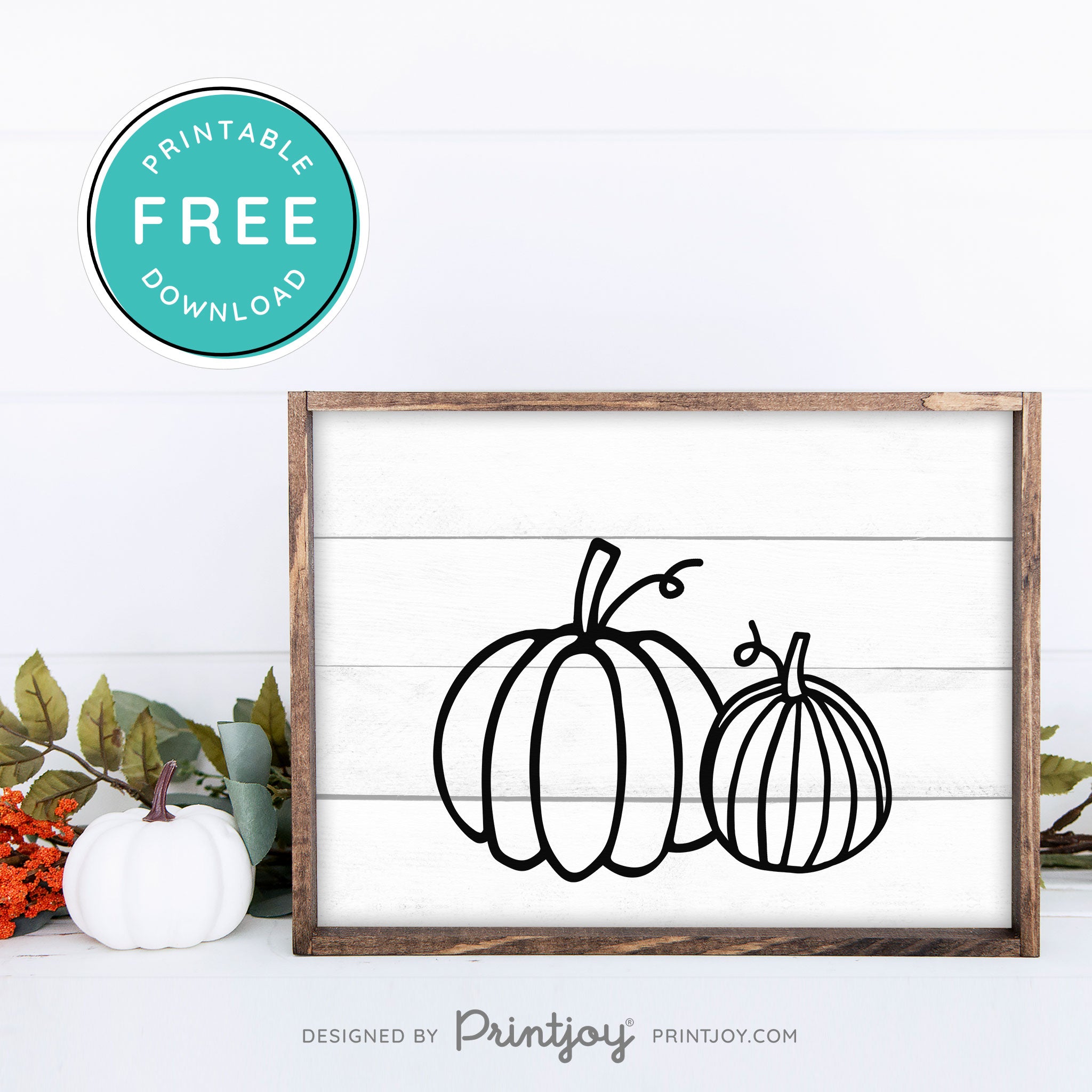 Free Printable Pumpkins Modern Farmhouse Fall Wall Art Decor Download - Printjoy