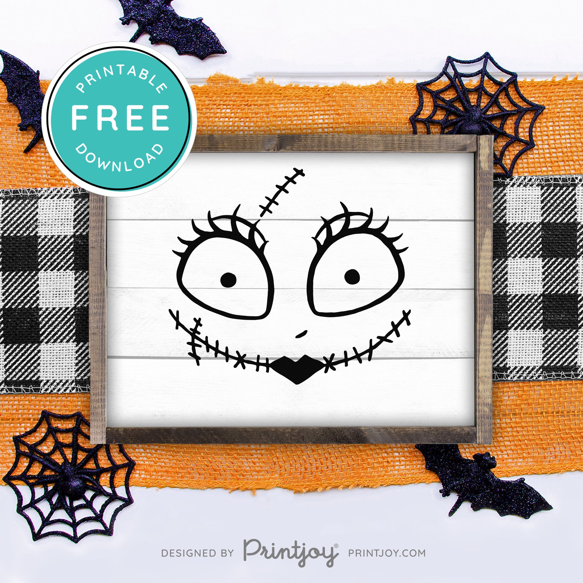 Free Printable Sally Rag Doll Face Nightmare Halloween Wall Art Decor Download - Printjoy