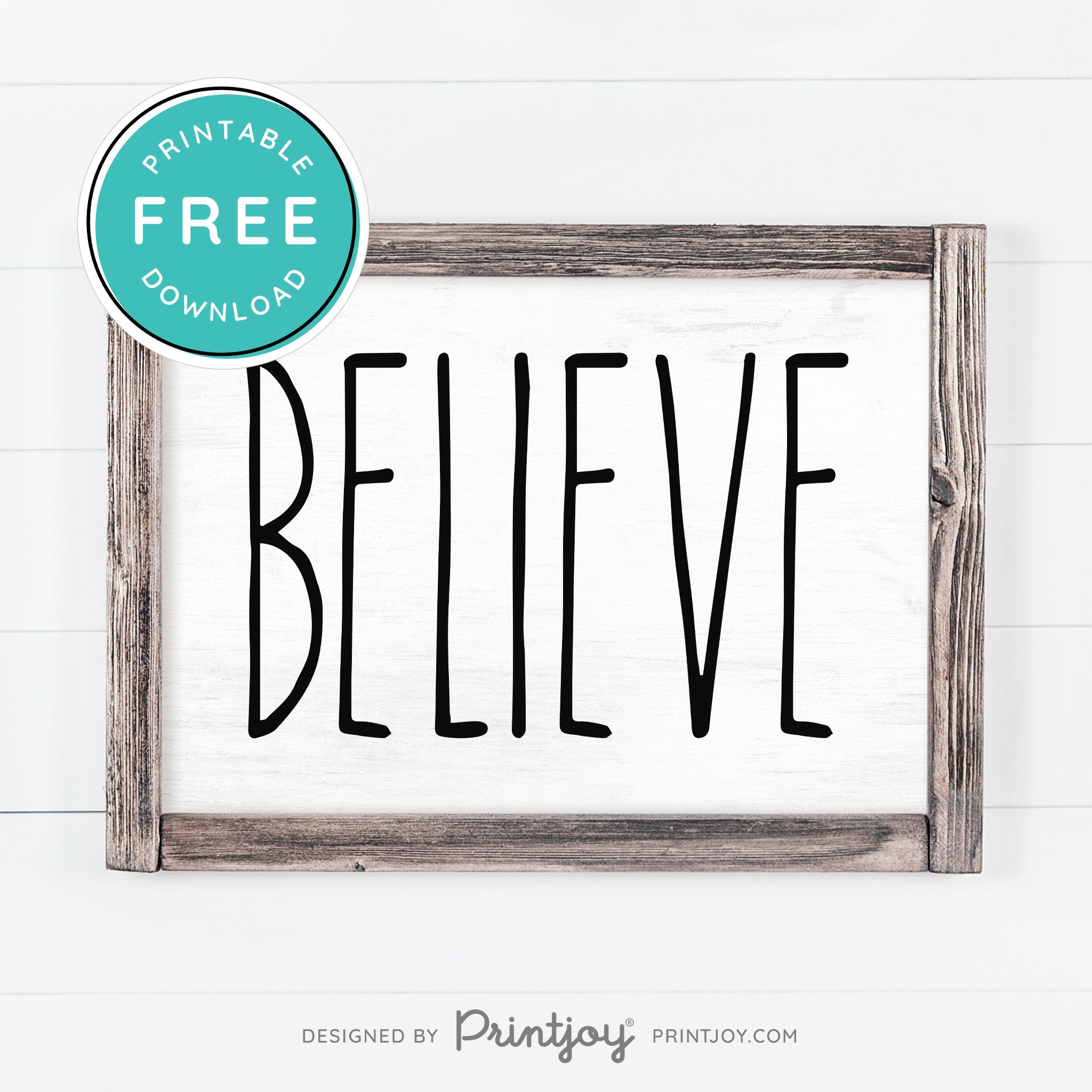 Free Printable Believe Farmhouse Christmas Winter Wall Art Decor Download - Printjoy