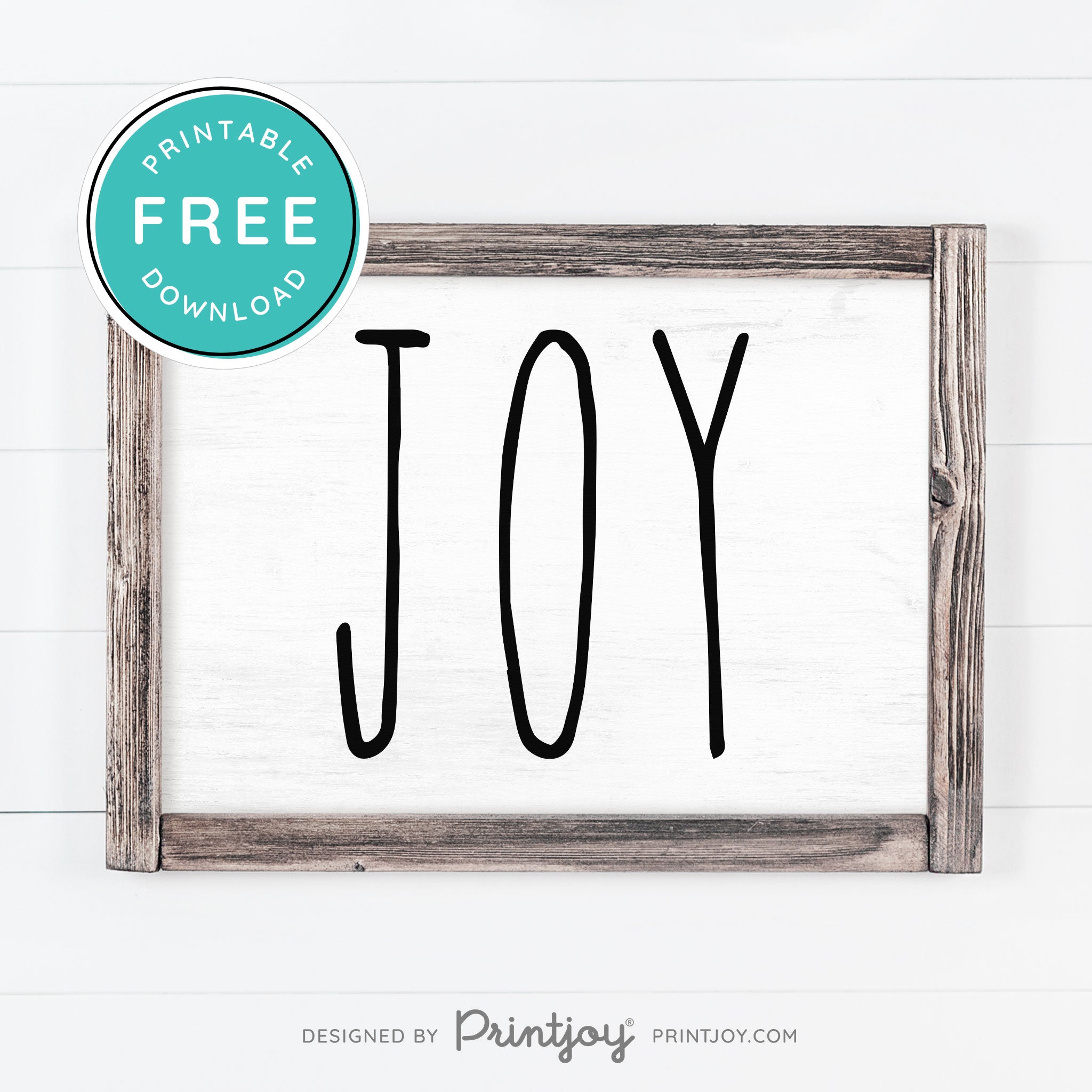 Free Printable Joy Farmhouse Sign Winter Wall Art Decor Download - Printjoy