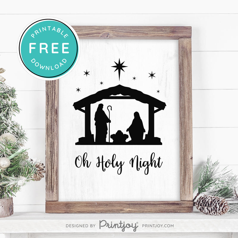 Free Printable Oh Holy Night Nativity Scene Christmas Wall Art Decor Download - Printjoy