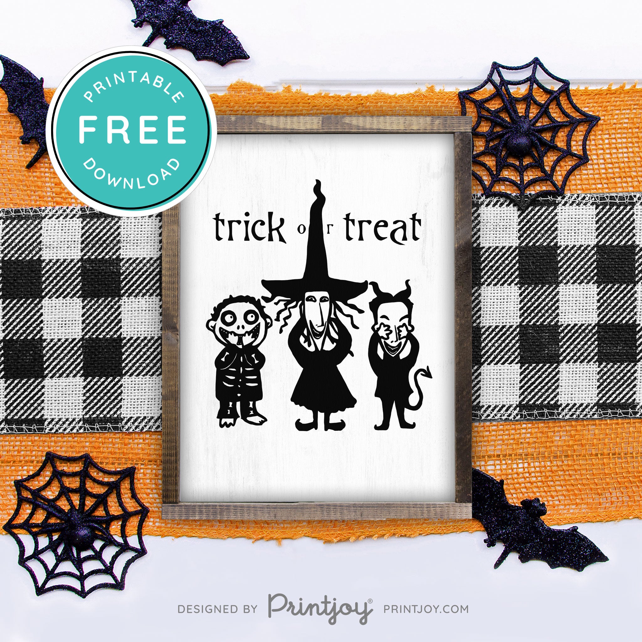 Free Printable Scary Trick Or Treat Kids Nightmare Halloween Wall Art Decor Download - Printjoy