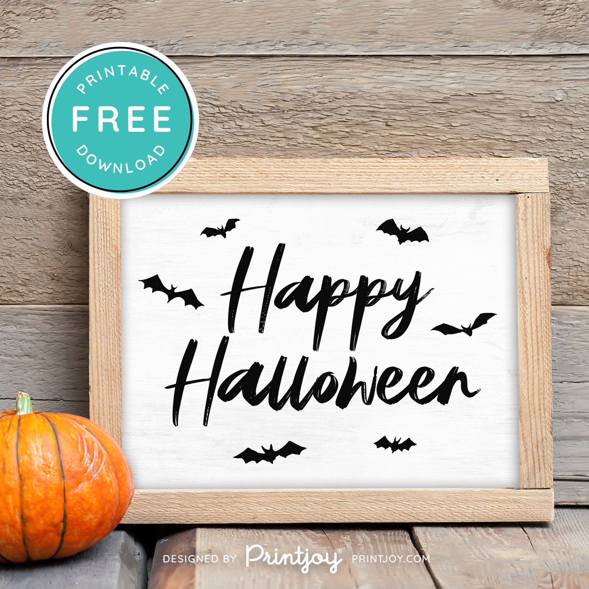 Free Printable Happy Halloween Bats Wall Art Decor Download - Printjoy