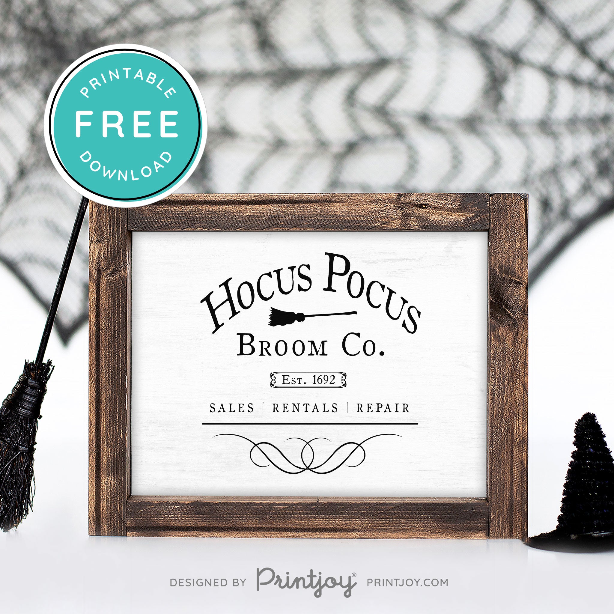 Free Printable Hocus Pocus Broom Co Halloween Wall Art Decor Download - Printjoy