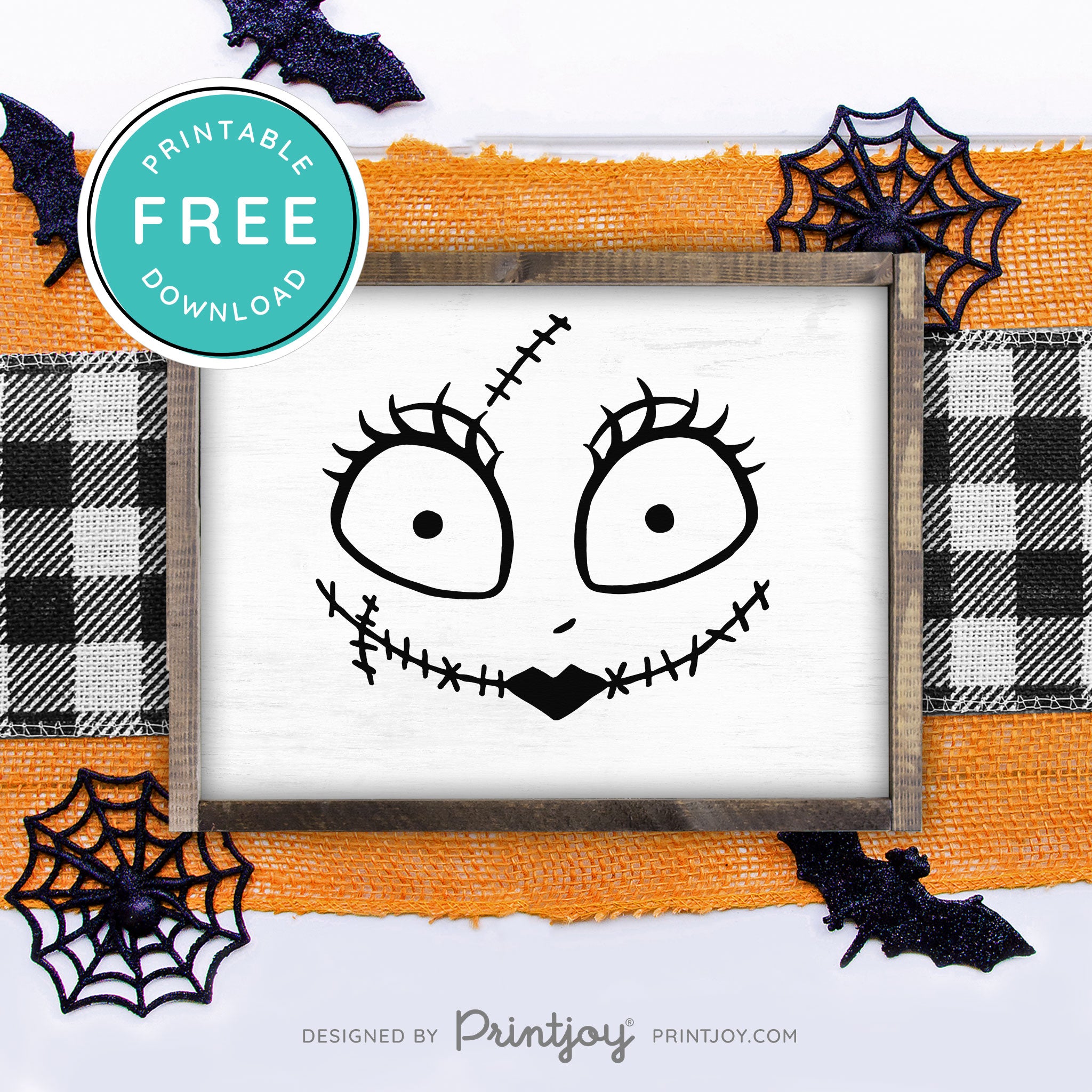 Free Printable Sally Rag Doll Face Nightmare Halloween Wall Art Decor Download - Printjoy