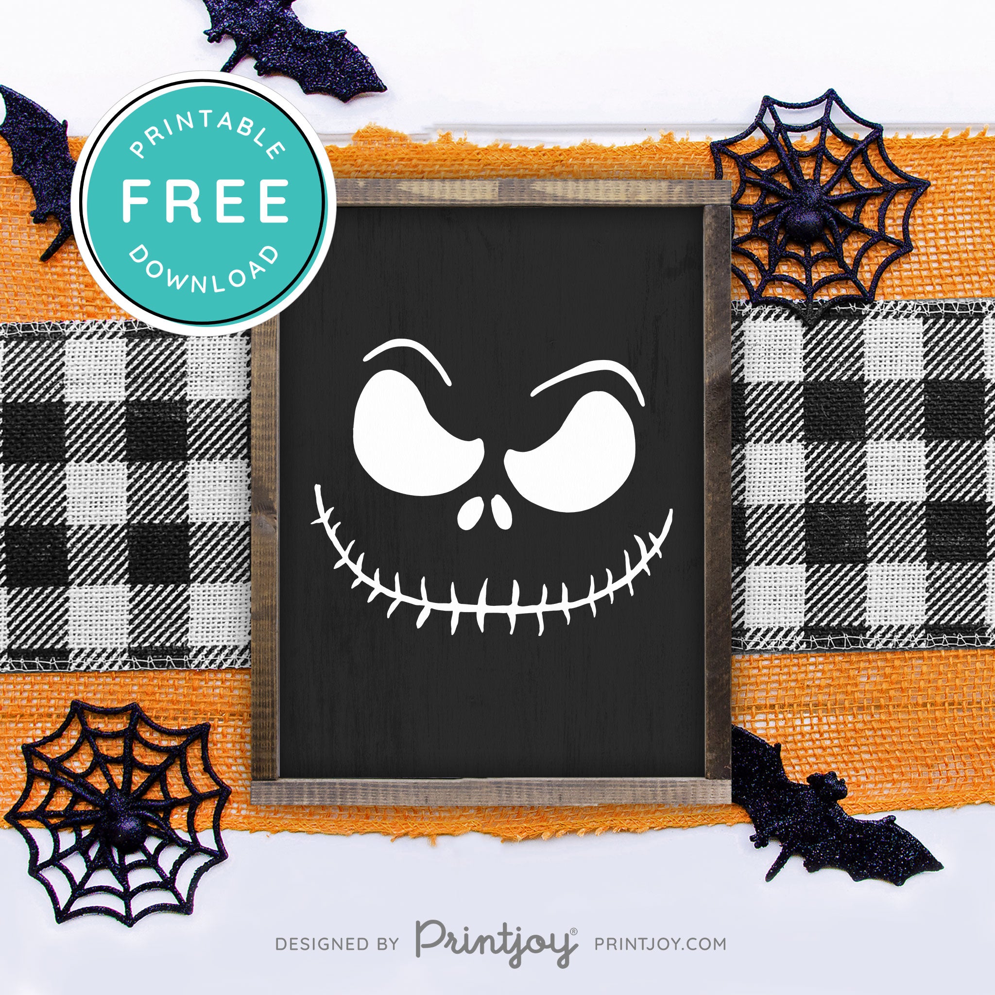 Free Printable Jack Pumpkin King Face Nightmare Halloween Wall Art Decor Download - Printjoy