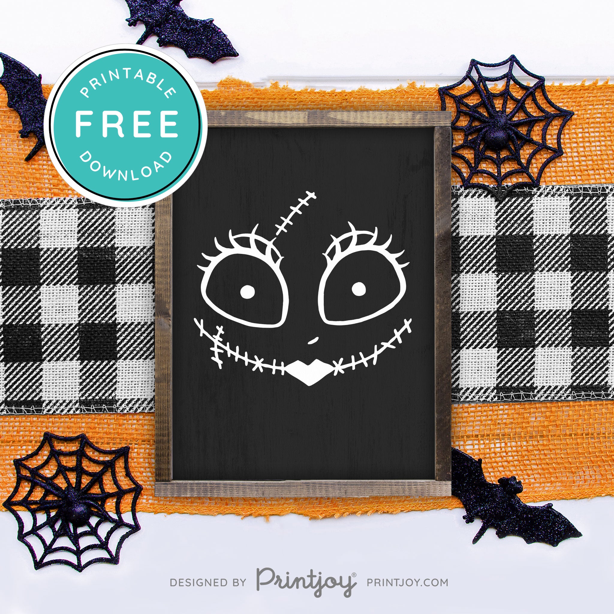 Free Printable Sally Rag Doll Face Nightmare Halloween Wall Art Decor Download - Printjoy