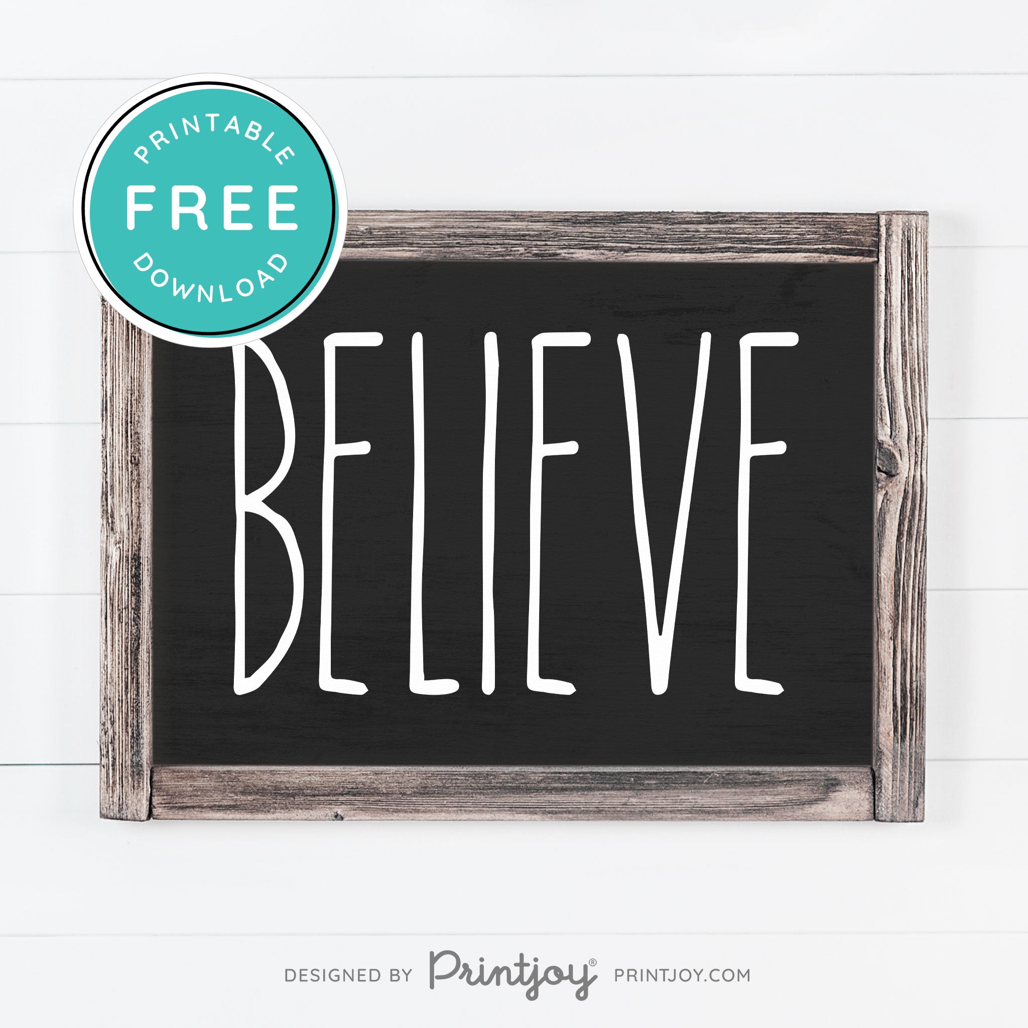 Free Printable Believe Farmhouse Christmas Winter Wall Art Decor Download - Printjoy