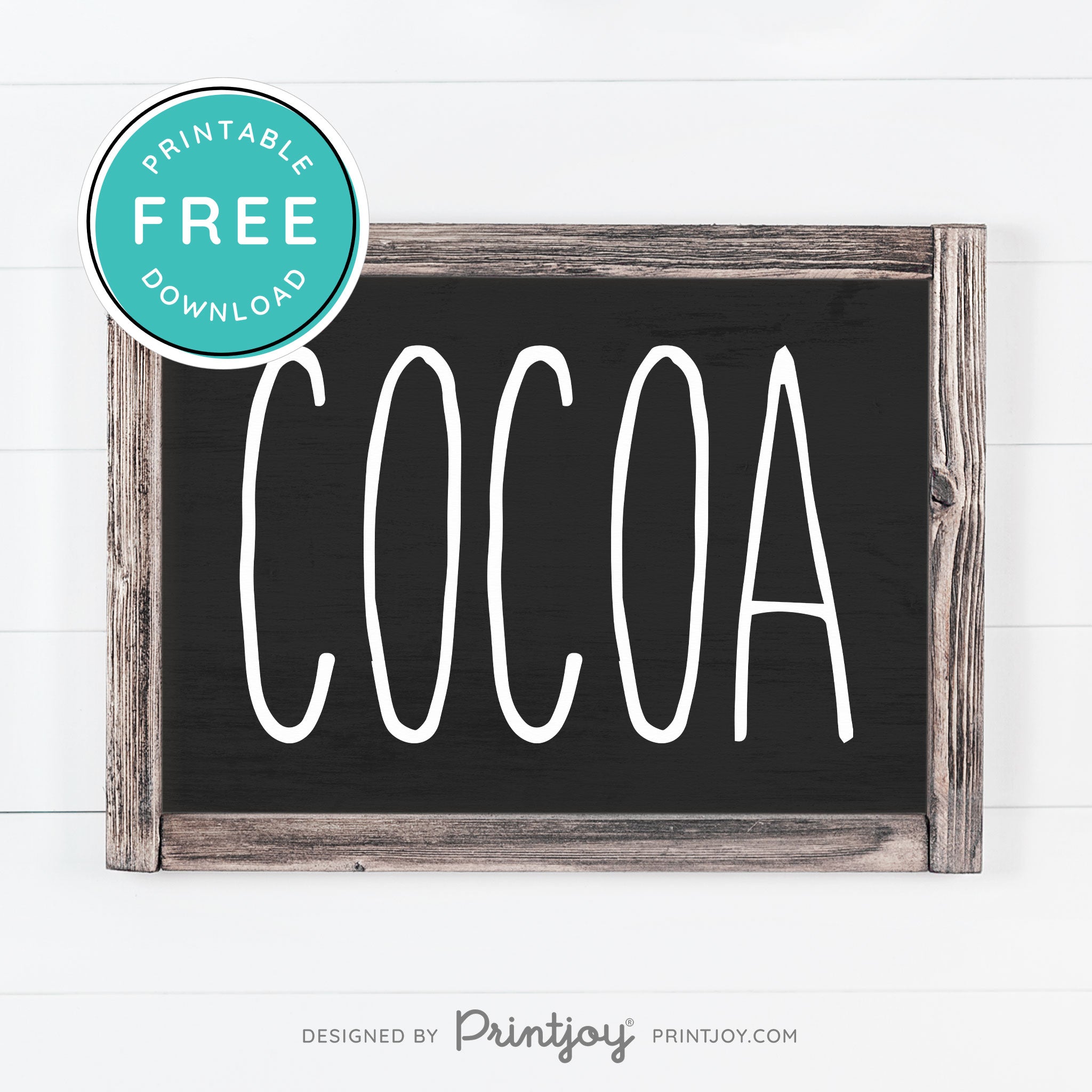 Free Printable Cocoa Farmhouse Christmas Winter Wall Art Decor Download - Printjoy