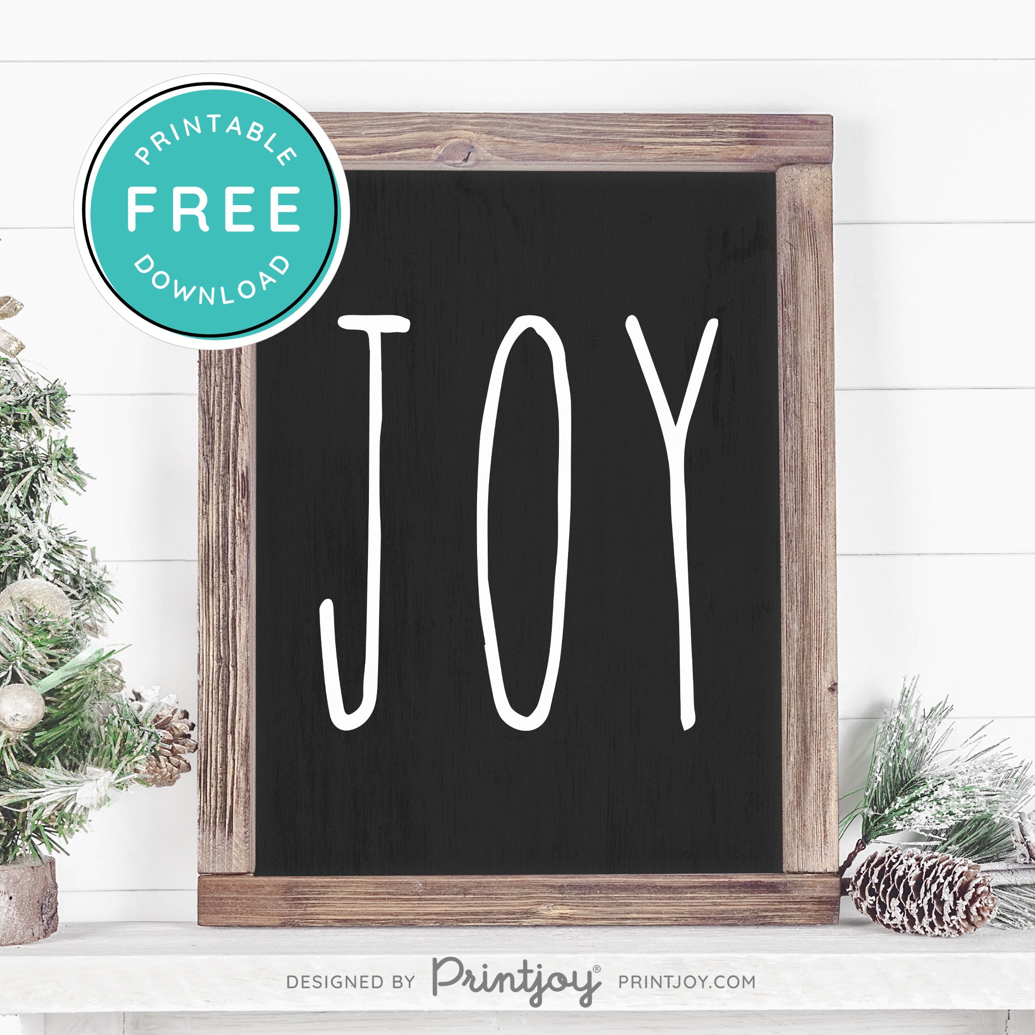 Free Printable Joy Farmhouse Sign Winter Wall Art Decor Download - Printjoy