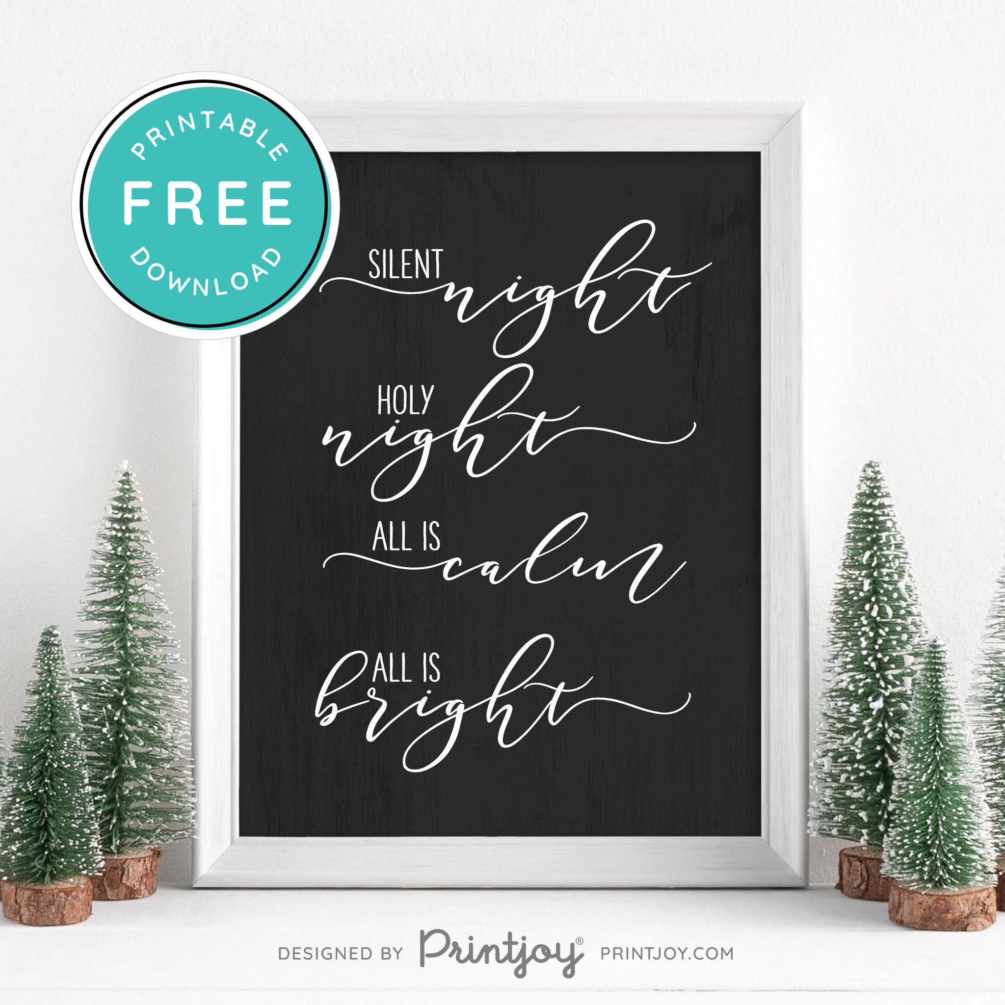 Free Printable Silent Night Holy Night Christmas Wall Art Decor Download - Printjoy