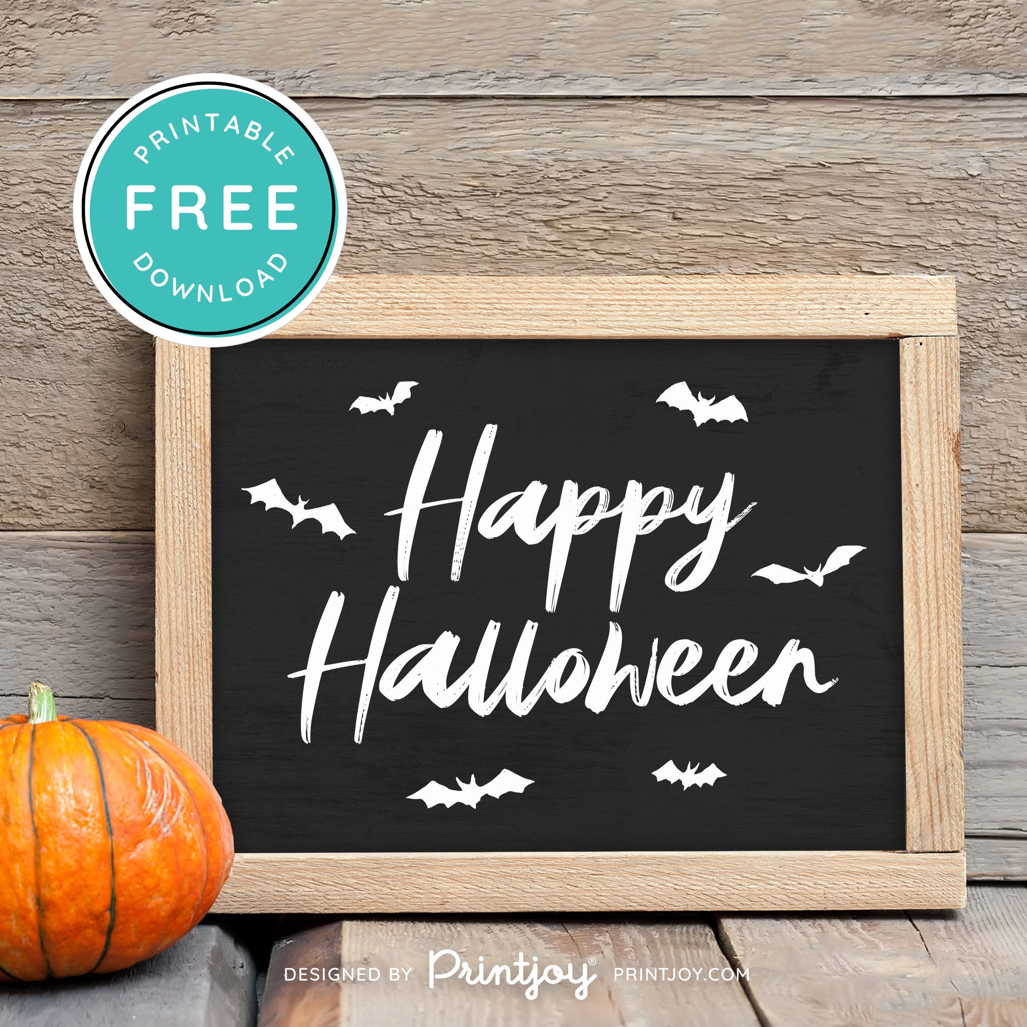 Free Printable Happy Halloween Bats Wall Art Decor Download - Printjoy