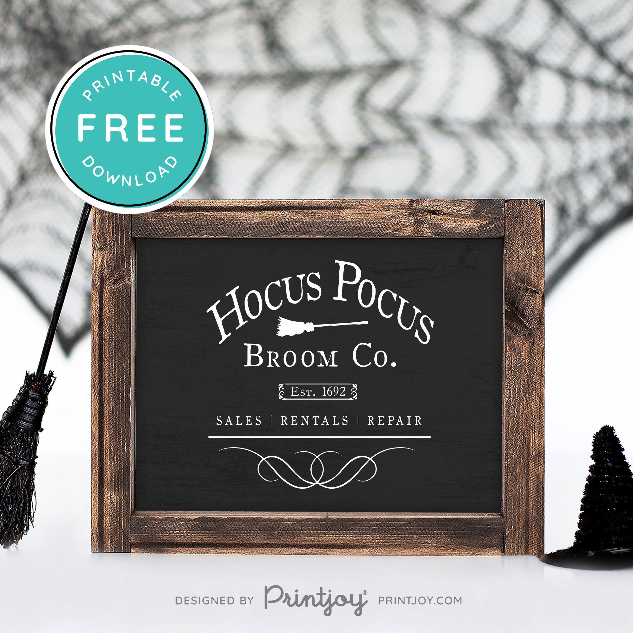 Free Printable Hocus Pocus Broom Co Halloween Wall Art Decor Download - Printjoy