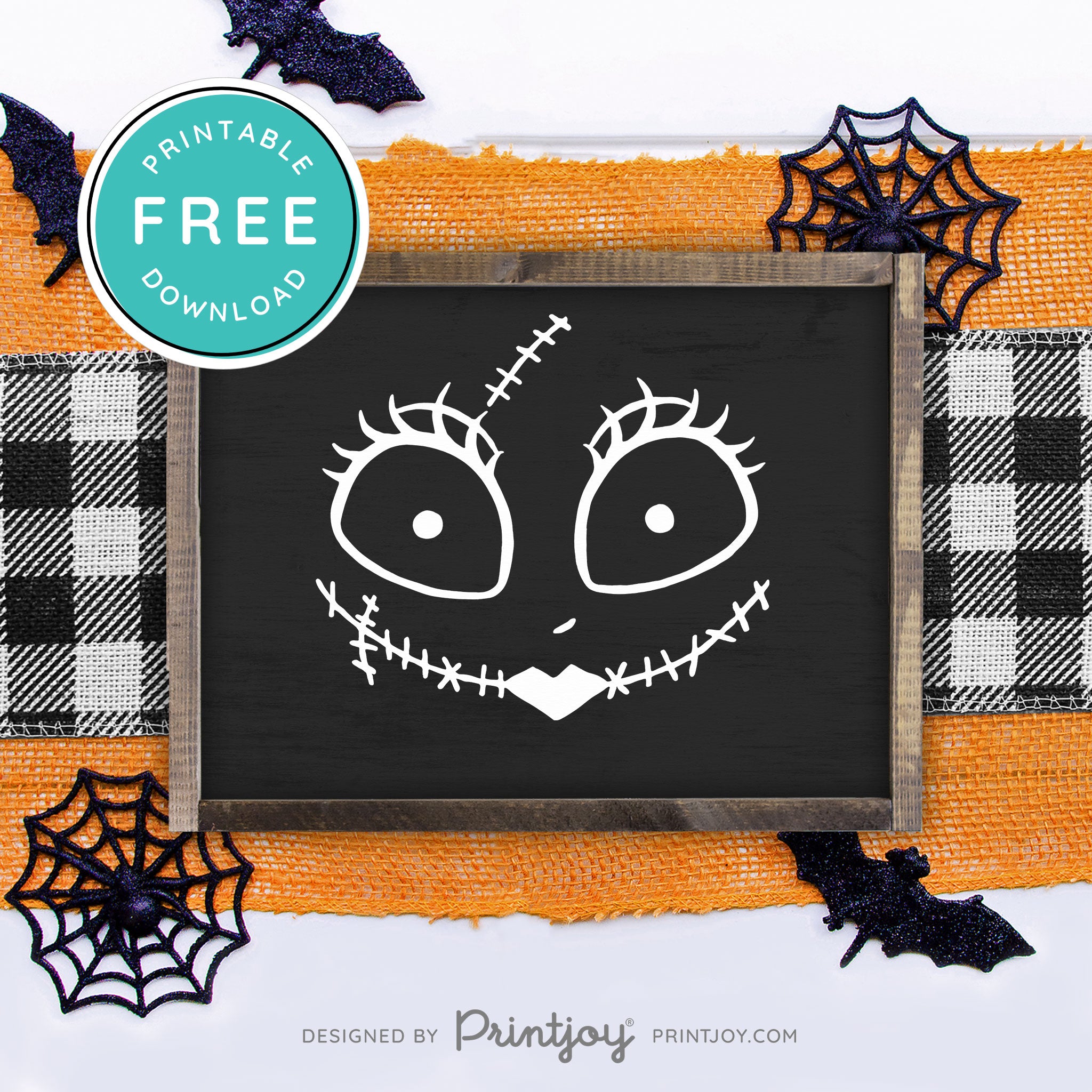 Free Printable Sally Rag Doll Face Nightmare Halloween Wall Art Decor Download - Printjoy