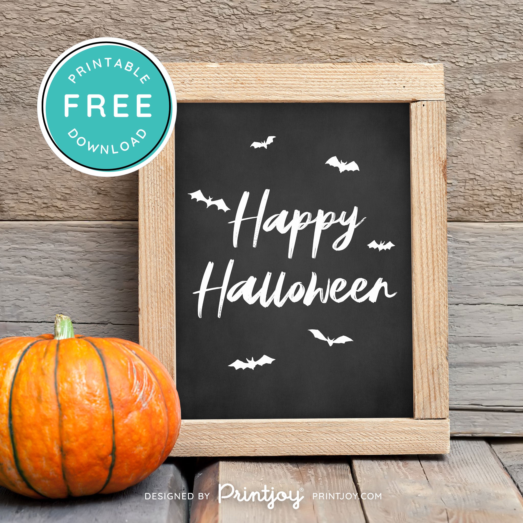 Free Printable Happy Halloween Bats Wall Art Decor Download - Printjoy