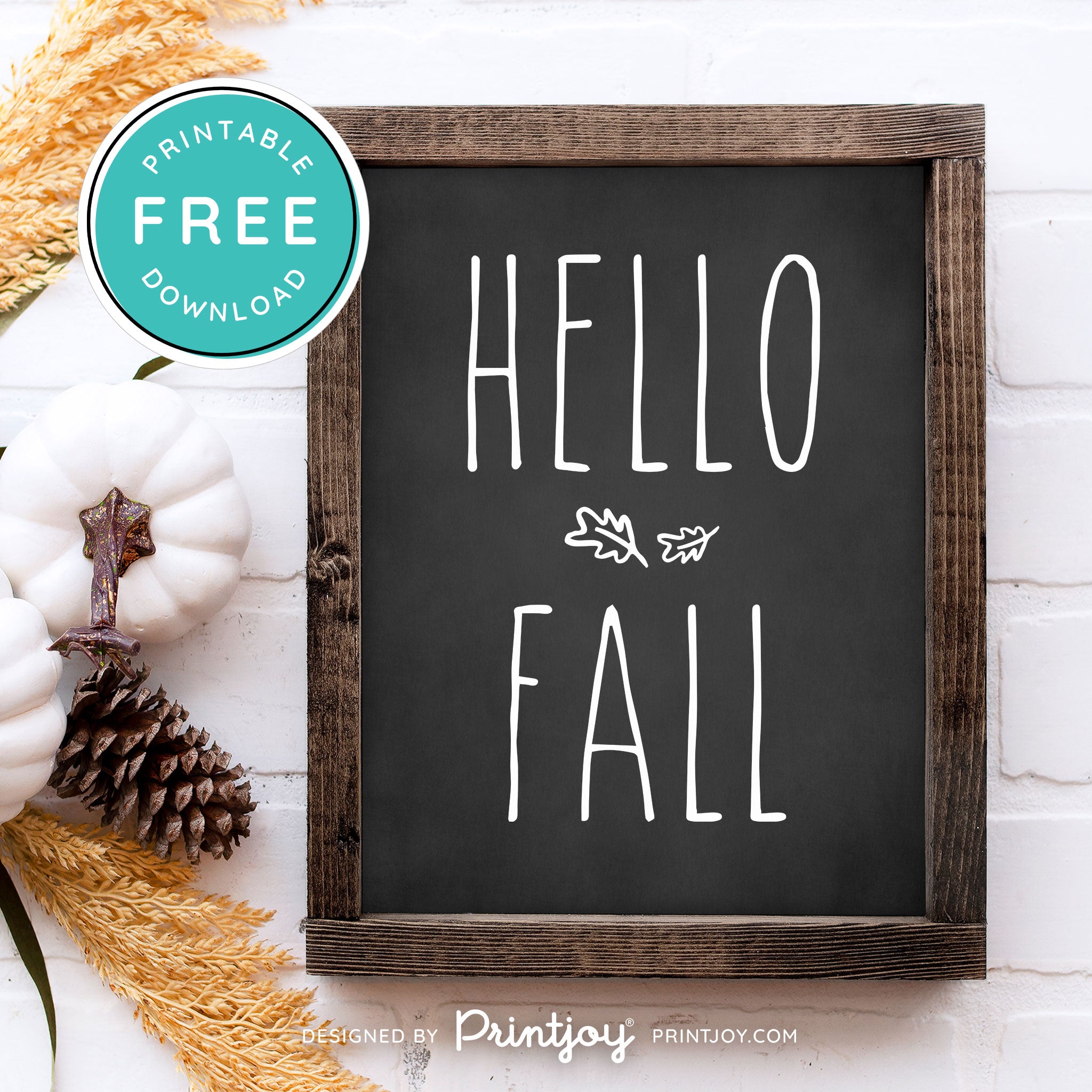 Free Printable Hello Fall Modern Farmhouse Autumn Wall Art Decor Download - Printjoy