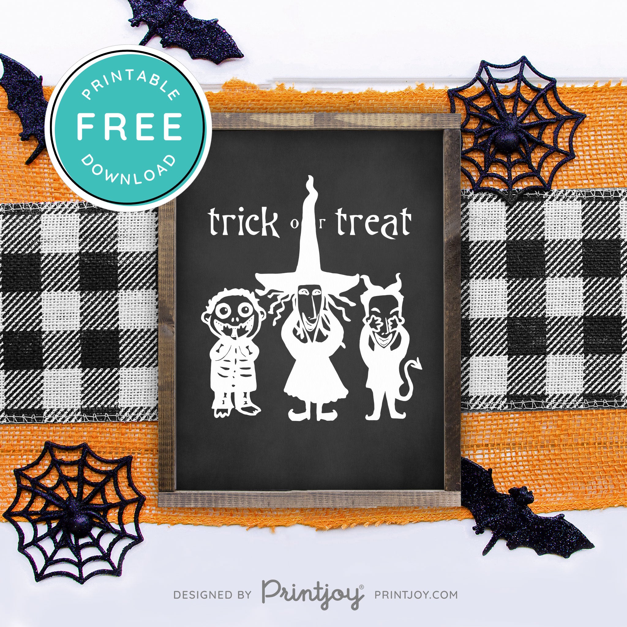 Free Printable Scary Trick Or Treat Kids Nightmare Halloween Wall Art Decor Download - Printjoy