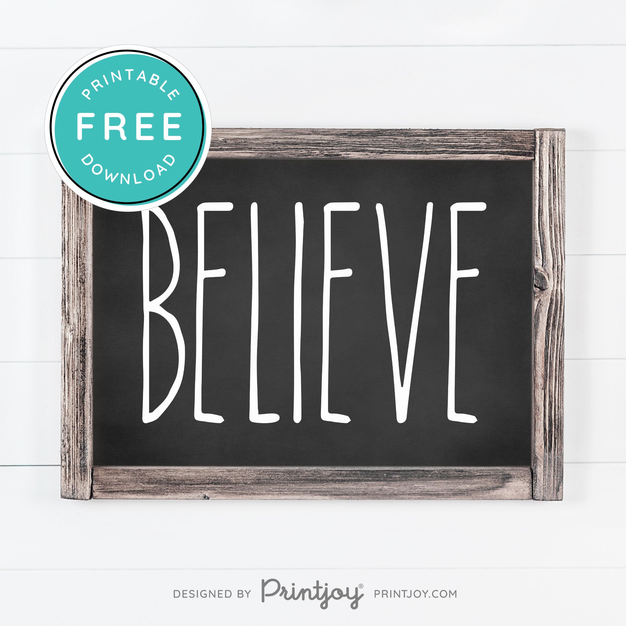 Free Printable Believe Farmhouse Christmas Winter Wall Art Decor Download - Printjoy