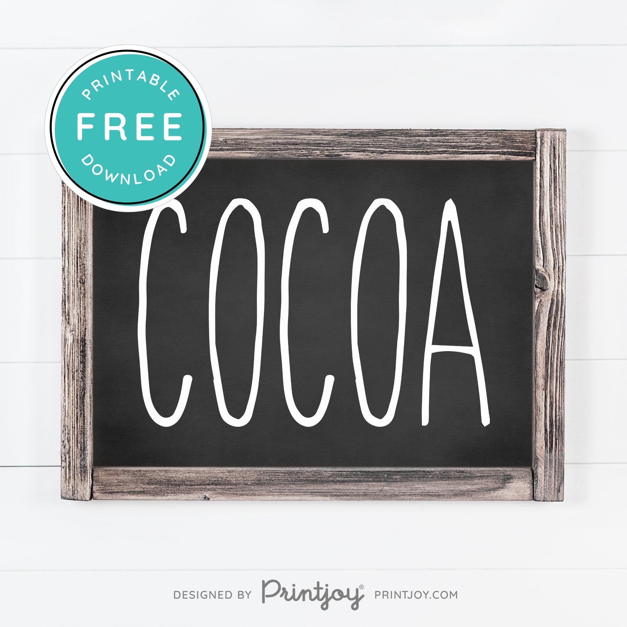 Free Printable Cocoa Farmhouse Christmas Winter Wall Art Decor Download - Printjoy