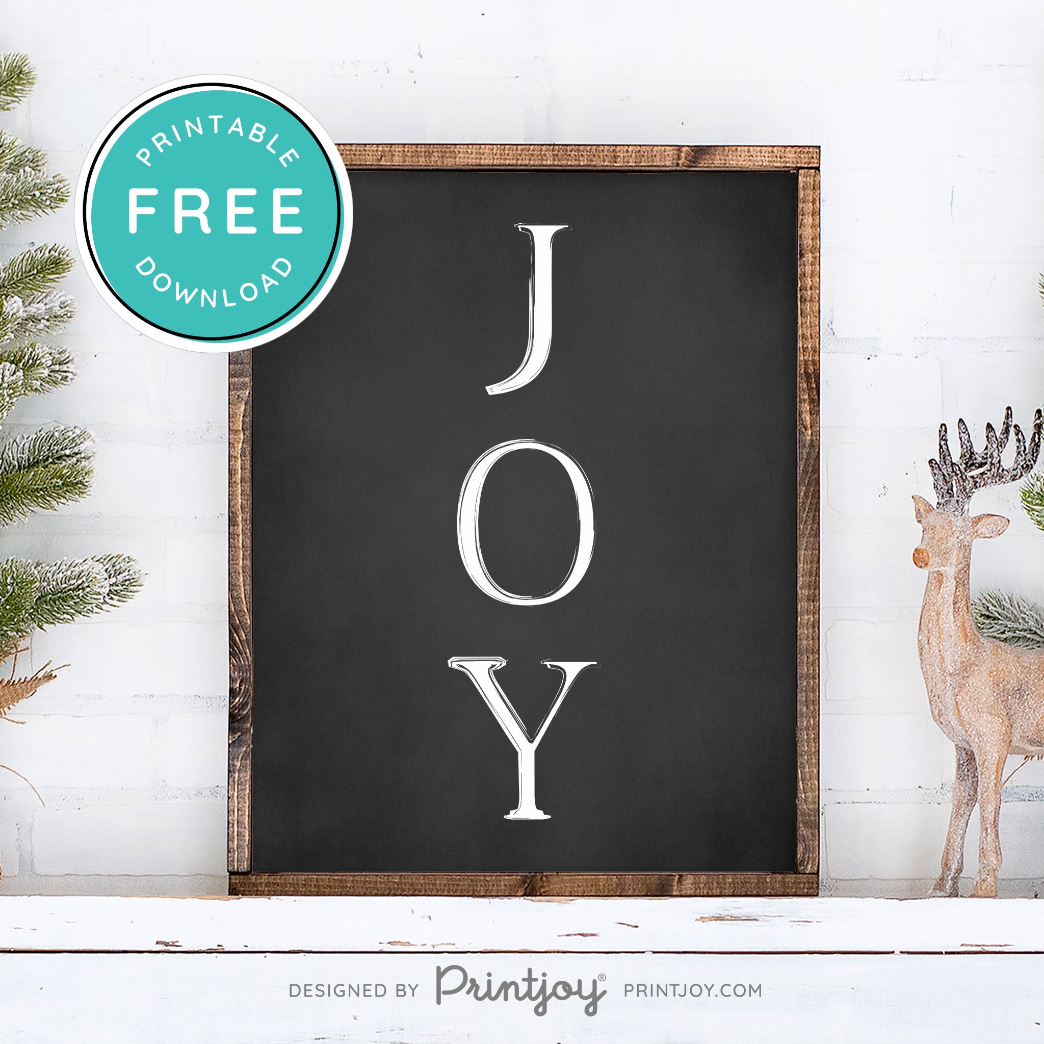 Free Printable Joy Farmhouse Christmas Winter Wall Art Decor Download - Printjoy