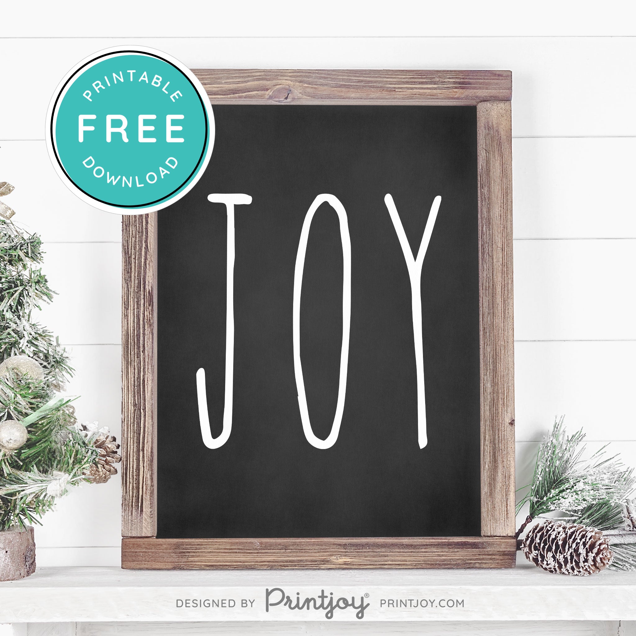 Free Printable Joy Farmhouse Sign Winter Wall Art Decor Download - Printjoy