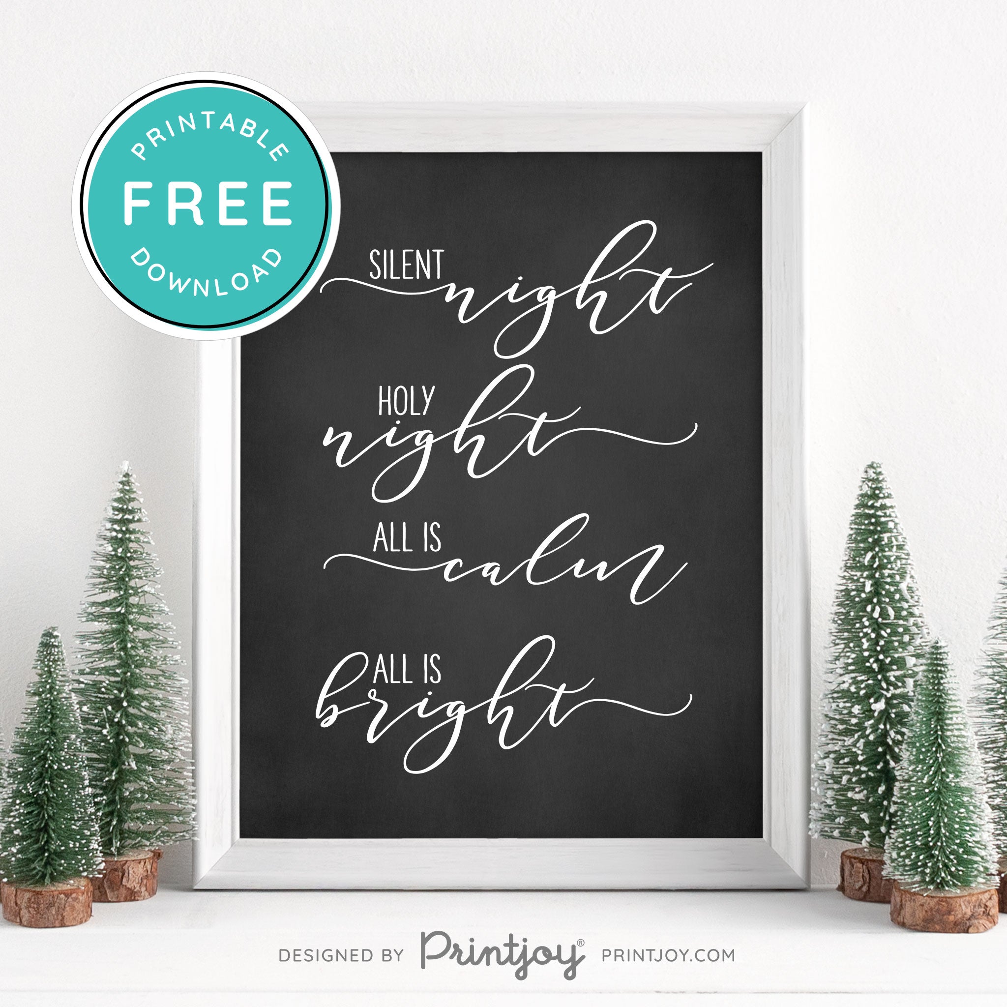 Free Printable Silent Night Holy Night Christmas Wall Art Decor Download - Printjoy