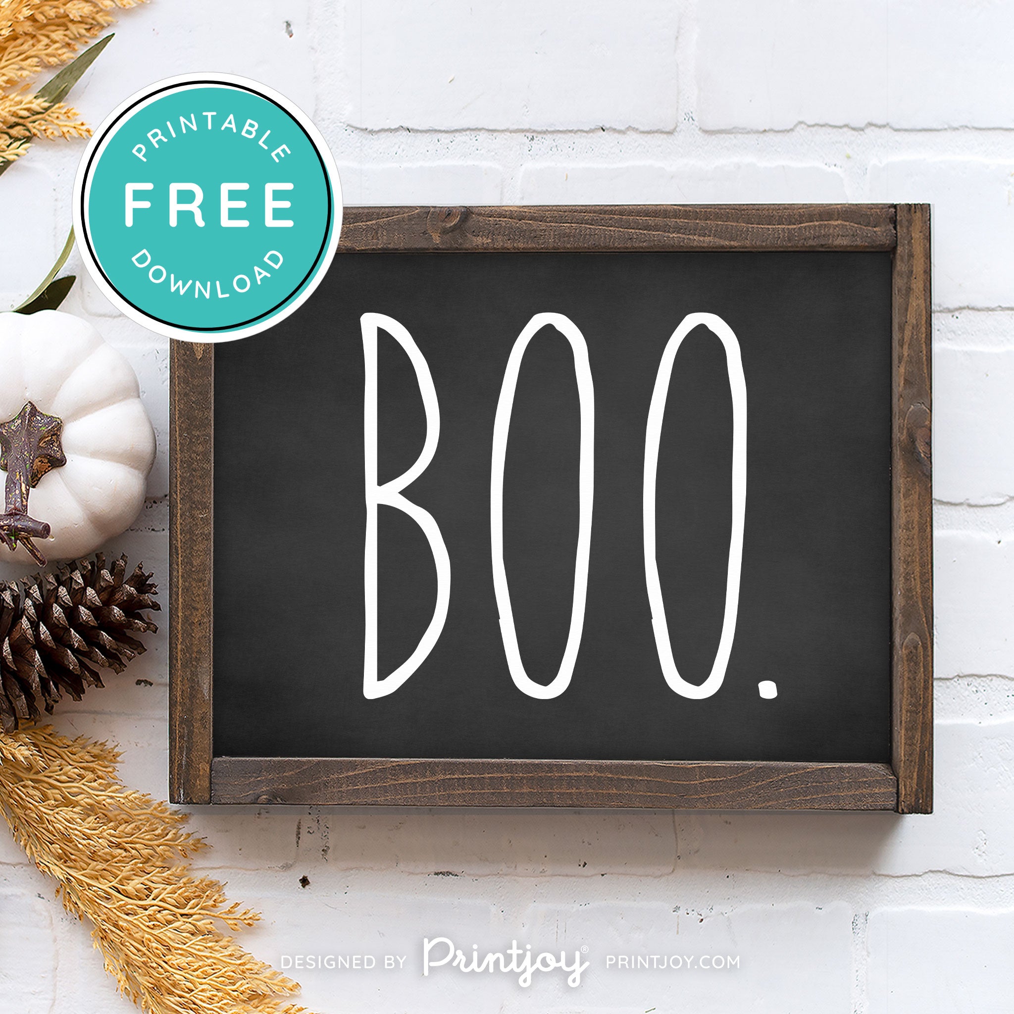 Free Printable Boo Modern Farmhouse Halloween Wall Art Decor Download - Printjoy