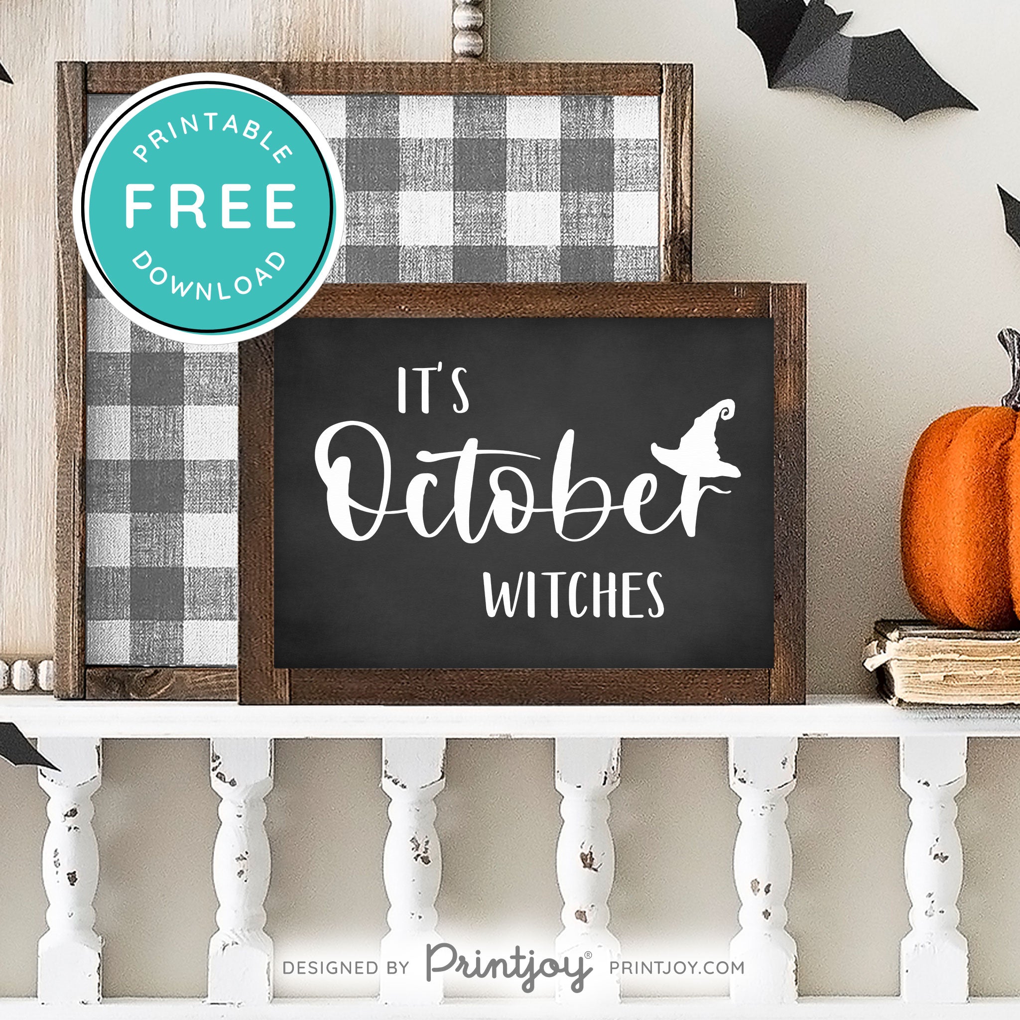 Free Printable It's October Witches Halloween Wall Art Decor Download - Printjoy