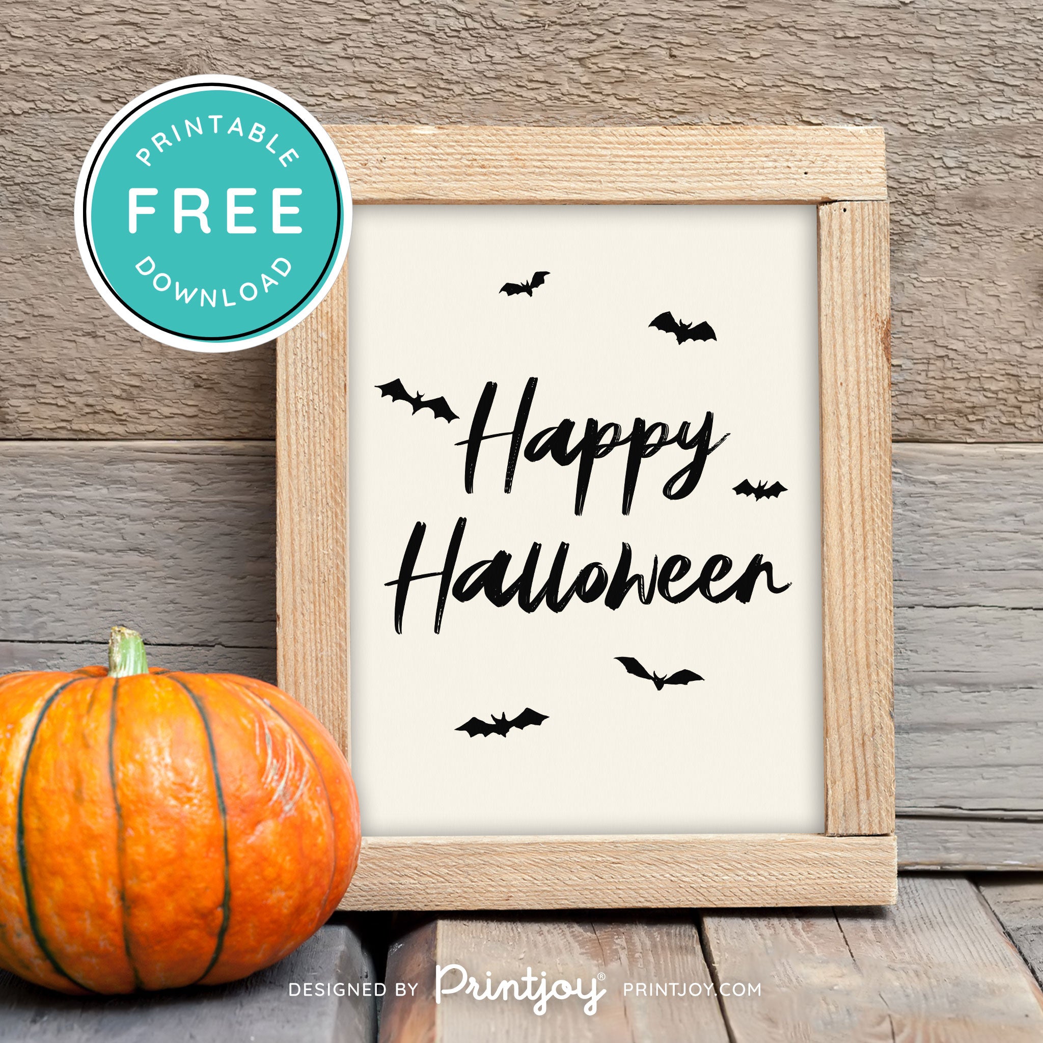 Free Printable Happy Halloween Bats Wall Art Decor Download - Printjoy