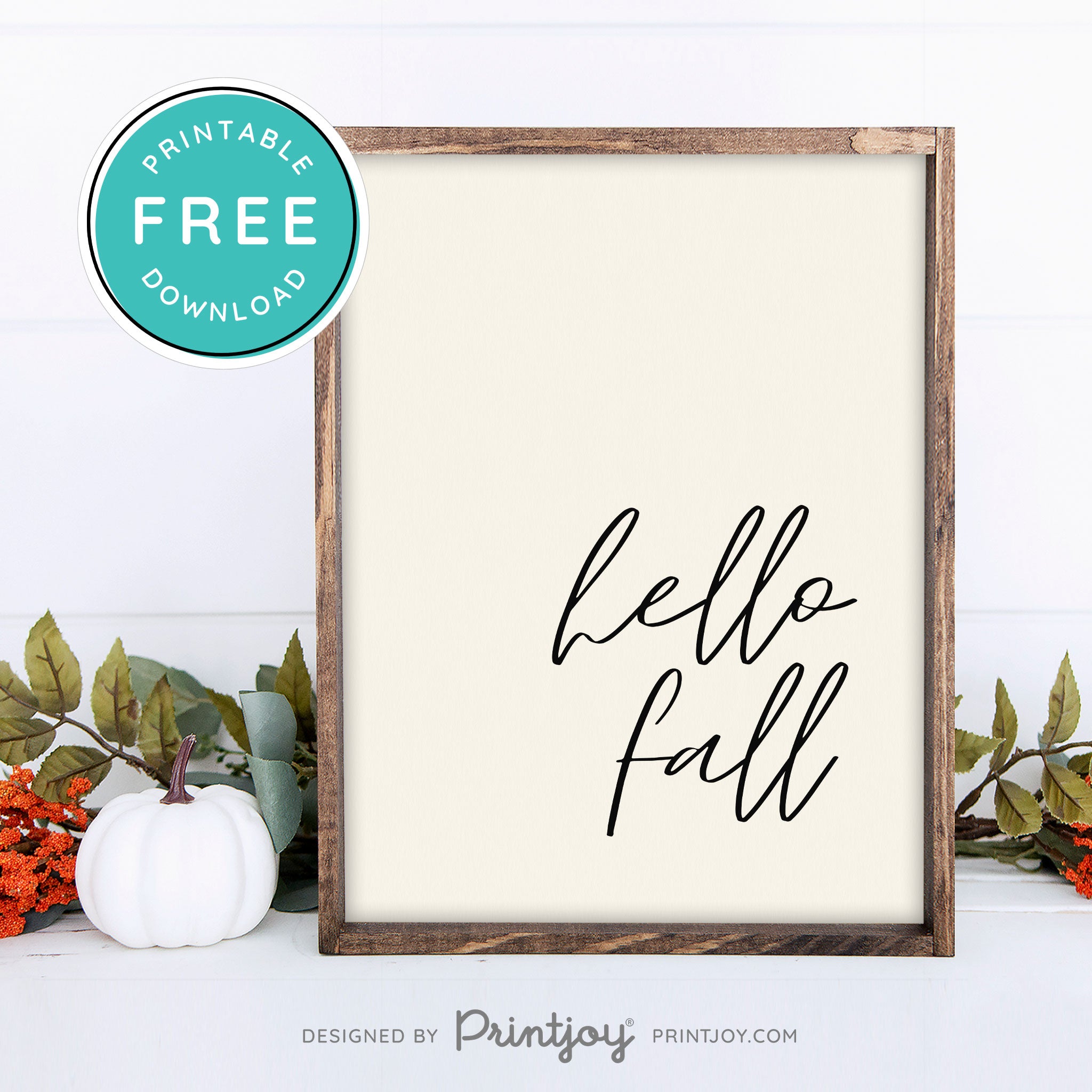 Free Printable Hello Fall Modern Farmhouse Wall Art Decor Download - Printjoy