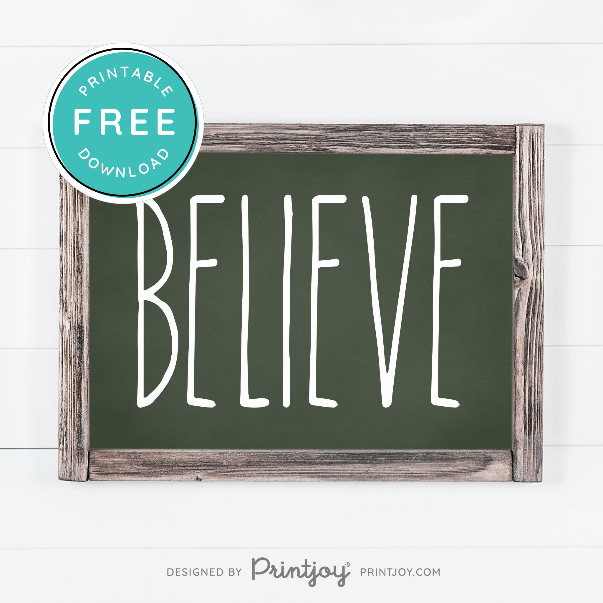 Free Printable Believe Farmhouse Christmas Winter Wall Art Decor Download - Printjoy