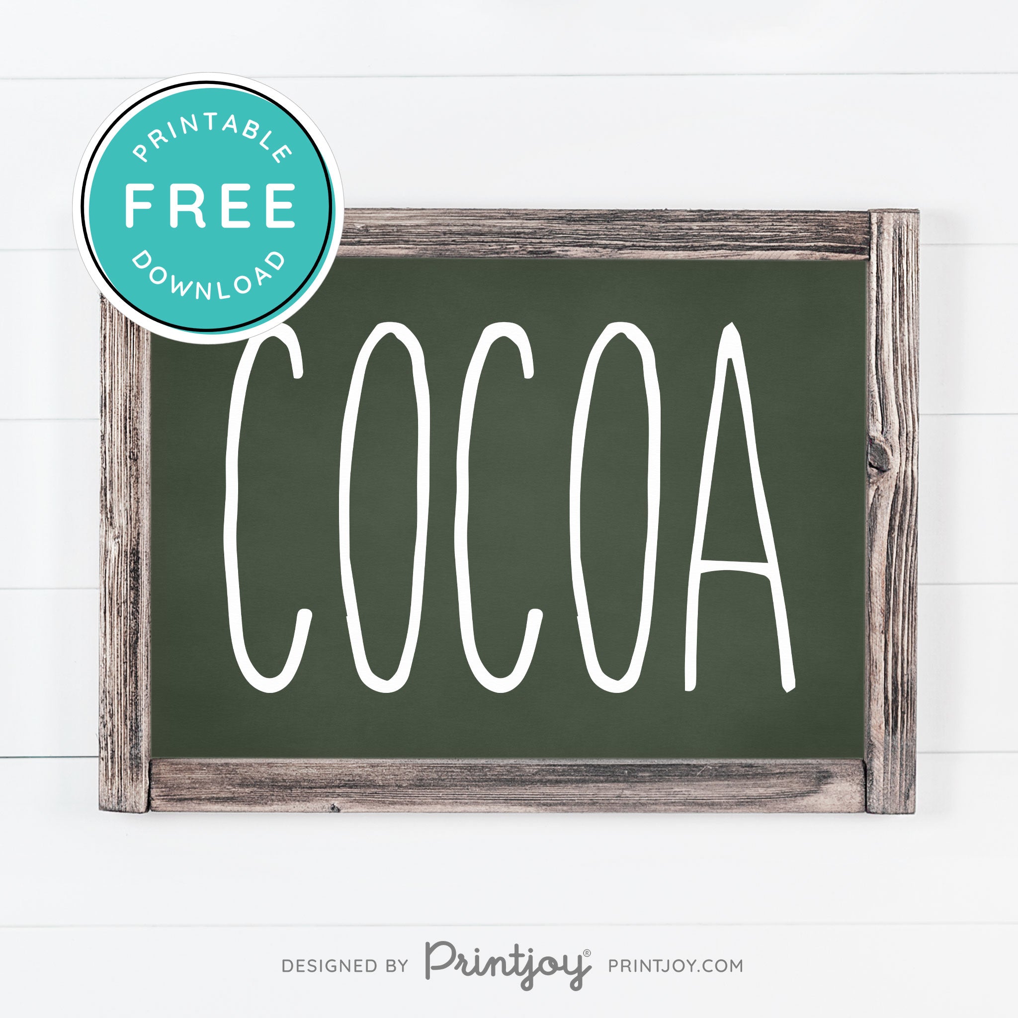 Free Printable Cocoa Farmhouse Christmas Winter Wall Art Decor Download - Printjoy