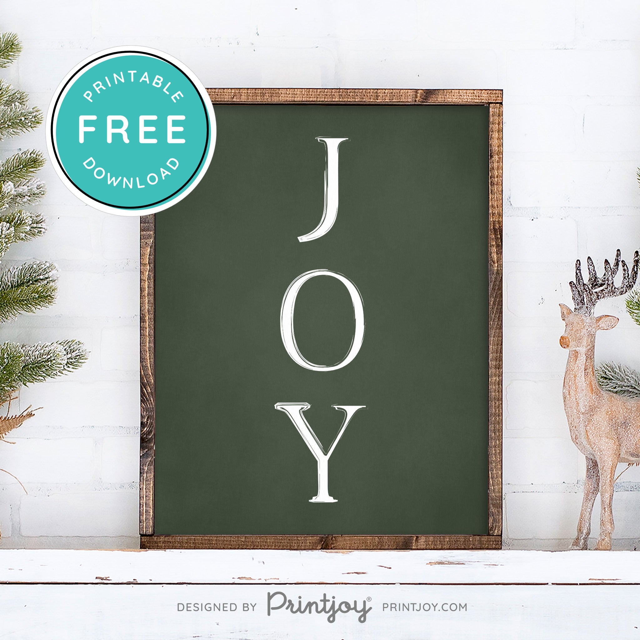 Free Printable Joy Farmhouse Christmas Winter Wall Art Decor Download - Printjoy