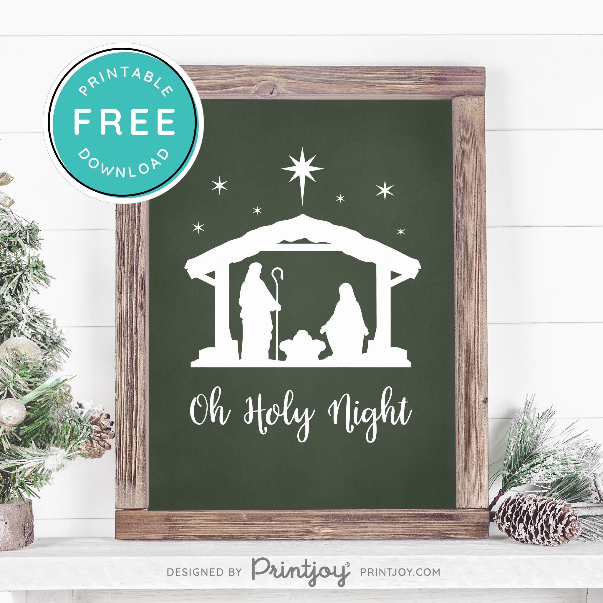 Free Printable Oh Holy Night Nativity Scene Christmas Wall Art Decor Download - Printjoy