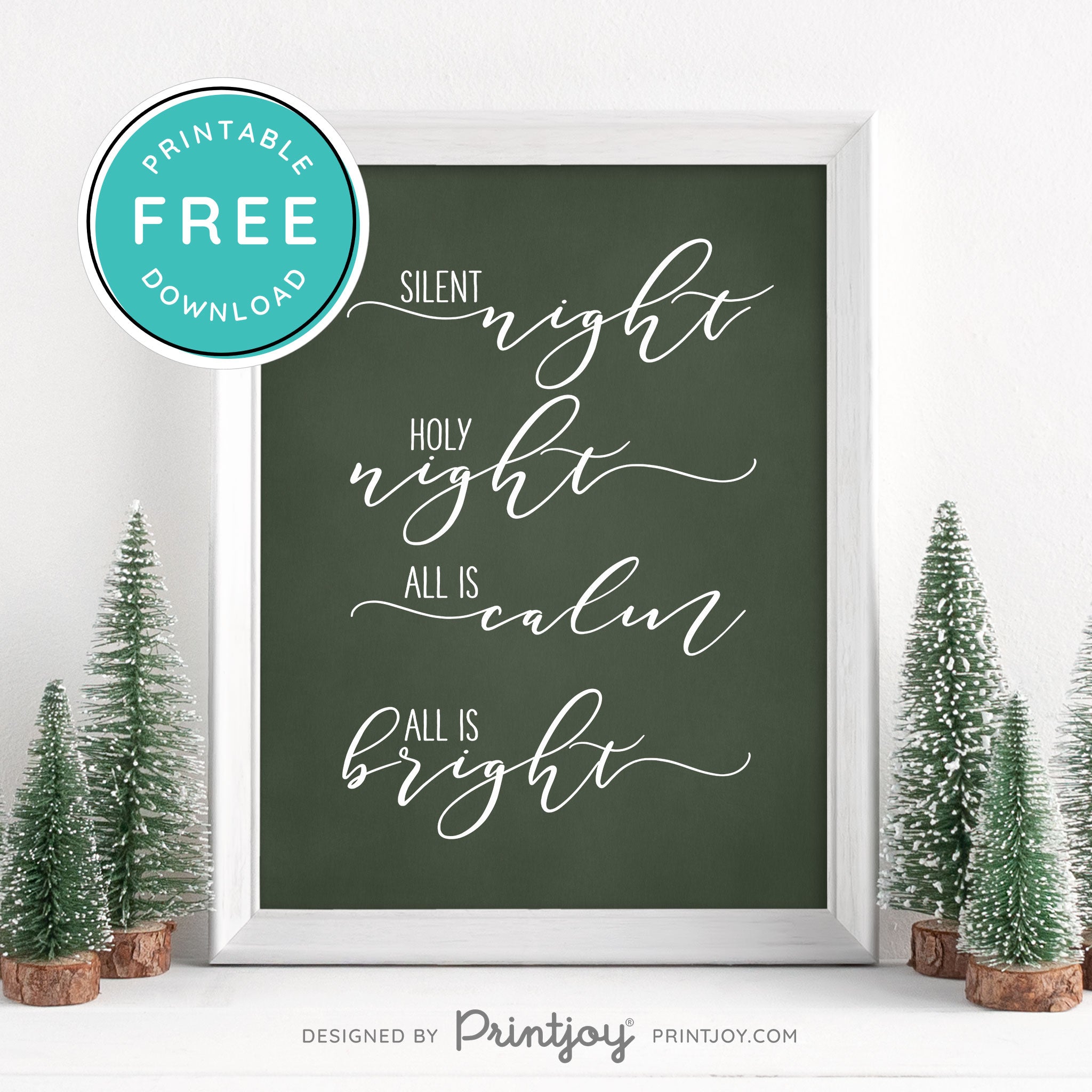 Free Printable Silent Night Holy Night Christmas Wall Art Decor Download - Printjoy