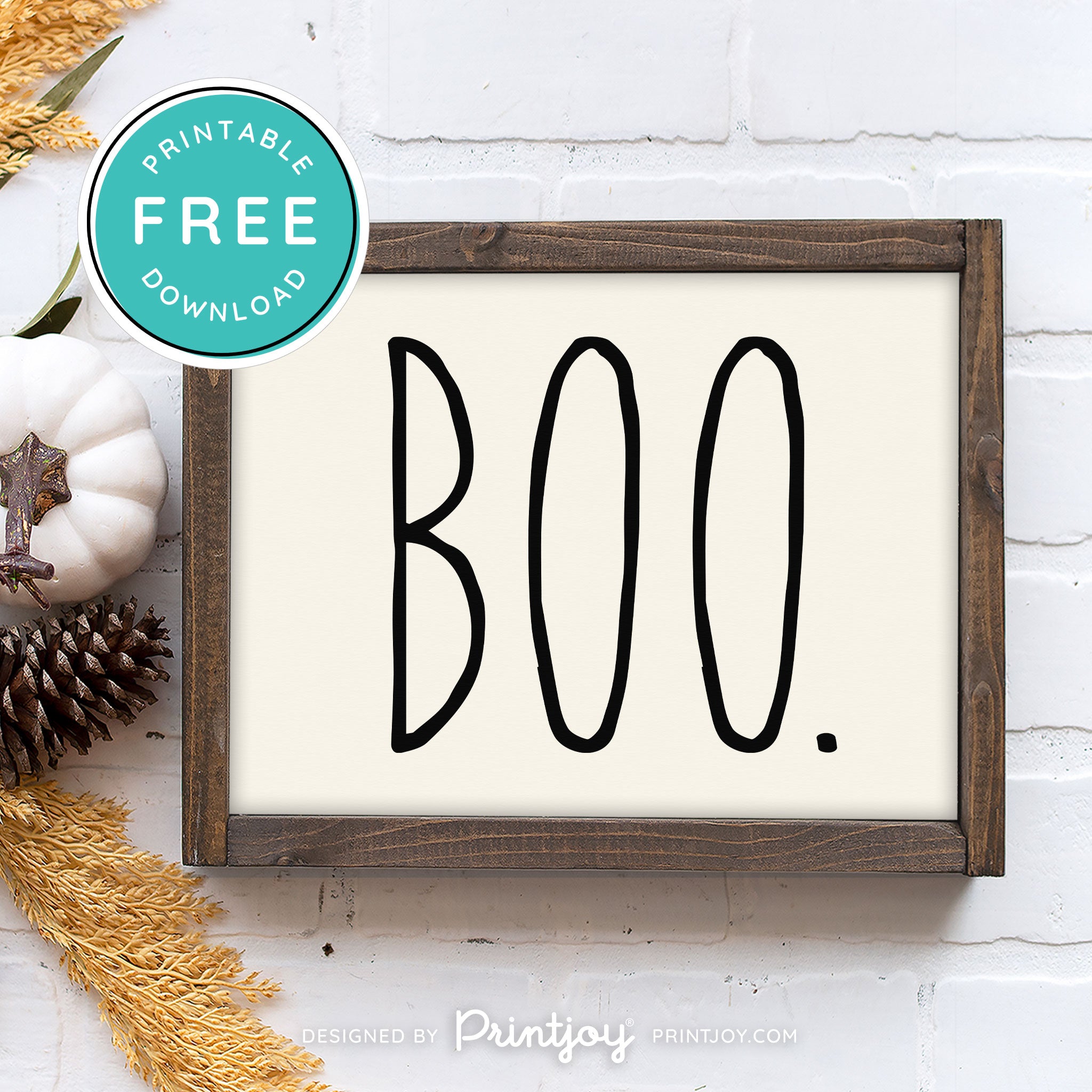 Free Printable Boo Modern Farmhouse Halloween Wall Art Decor Download - Printjoy