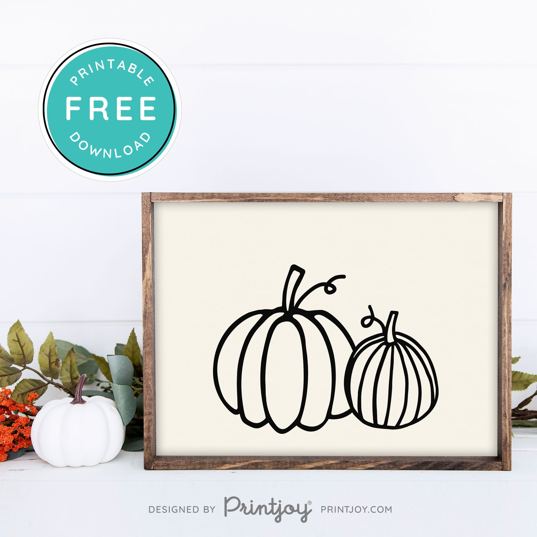 Free Printable Pumpkins Modern Farmhouse Fall Wall Art Decor Download - Printjoy