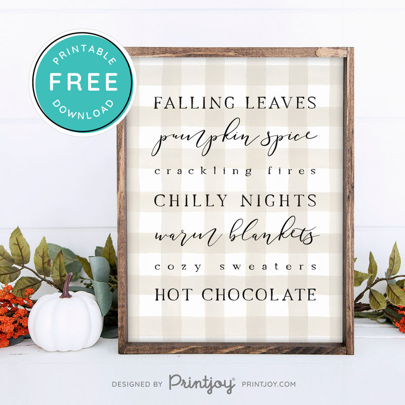 Free Printable Favorite Fall Things Poem Quote Autumn Wall Art Decor Download - Printjoy